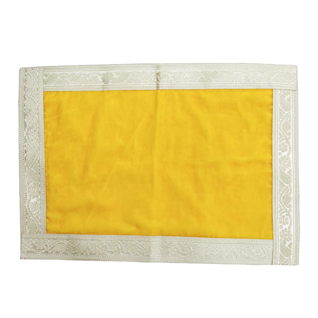 Shoppersduniya Multipurpose Yellow Velvet Aasan for Puja Cloth Mat Mandir, Temple, Home, Office, Base, Chowki, Slab
