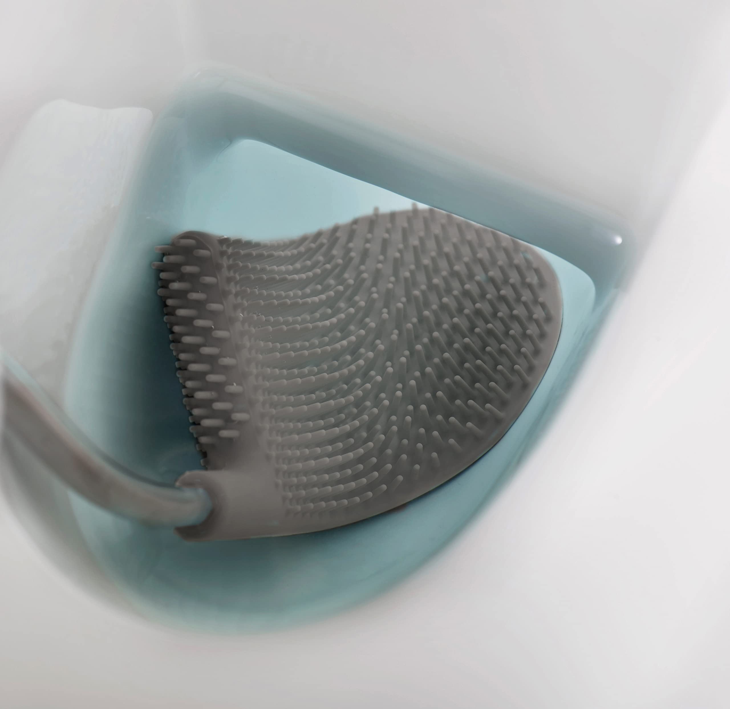 Joseph Joseph Flex Lite Silicone Toilet Brush With Slimline Holder Set, Flexible Head, Drip, Anti-Clog Deep Clean, 1 Ea, Grey/Wh