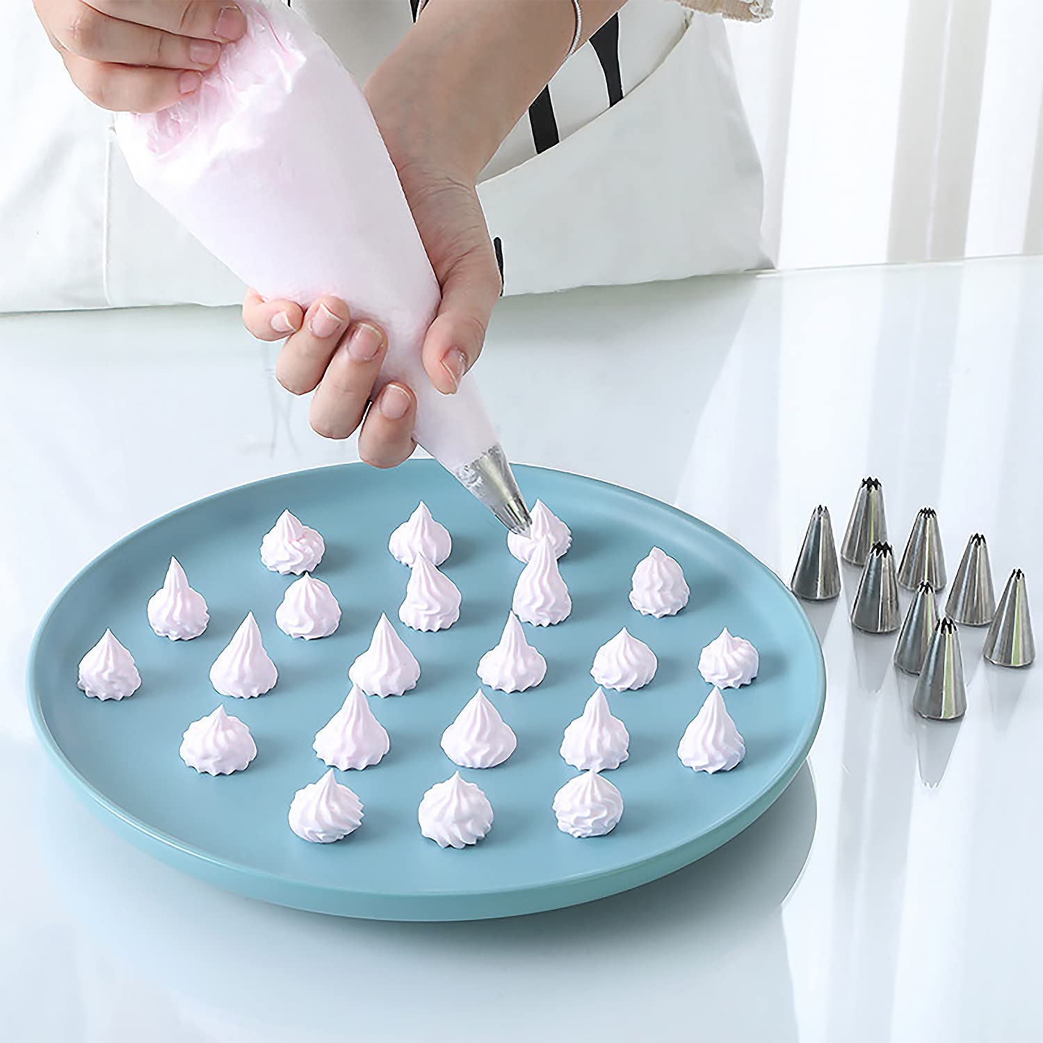 Suuker Open Star Piping Tips Set,9 Pcs French Star Tube Set Frosting Nozzle Kit,Stainless Steel Star Pastry Tips For Cupcakes Ca