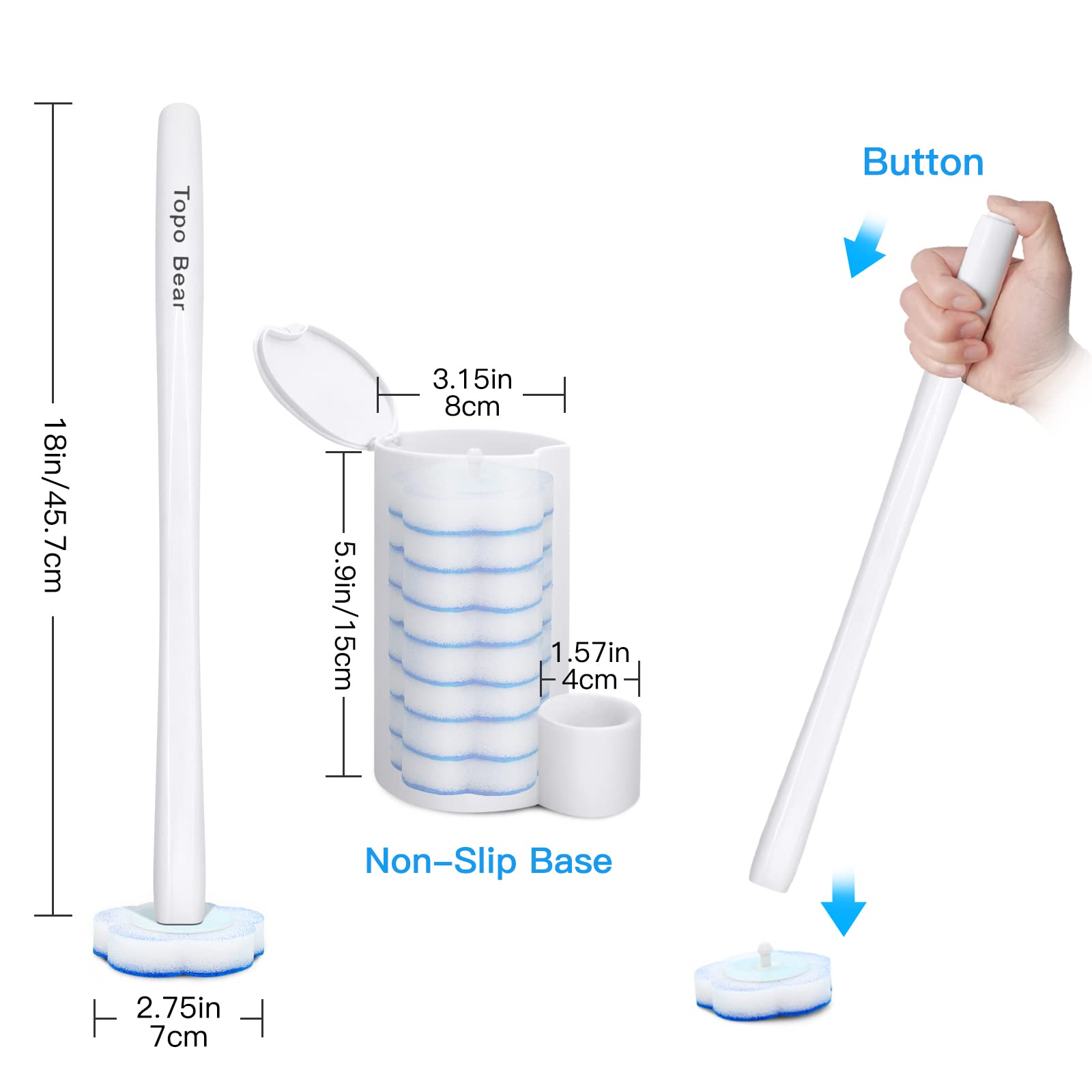 Topo Bear Disposable Bowl Brush With 24 Brush, Bowl Cleaner, Cleaning System Starter Kit(Pack Of 2)