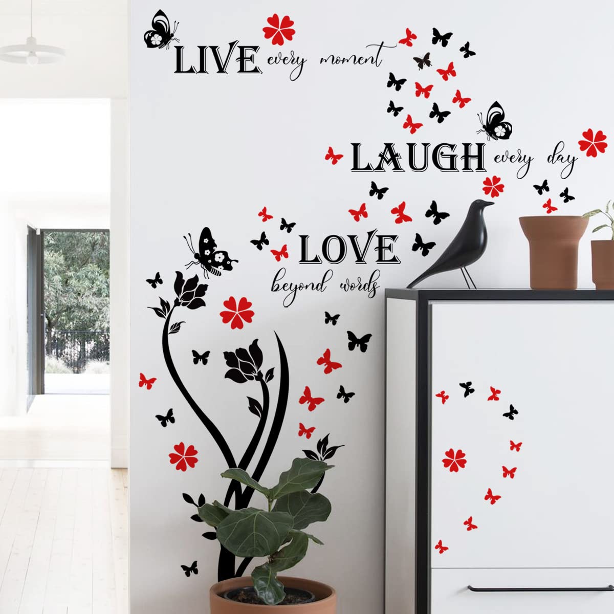 Buiory Laugh Live Love Wall Decals Inspirational Wall Quotes Stickers Vinyl Motivational Affirmation Classroom Wall Art For Bedr