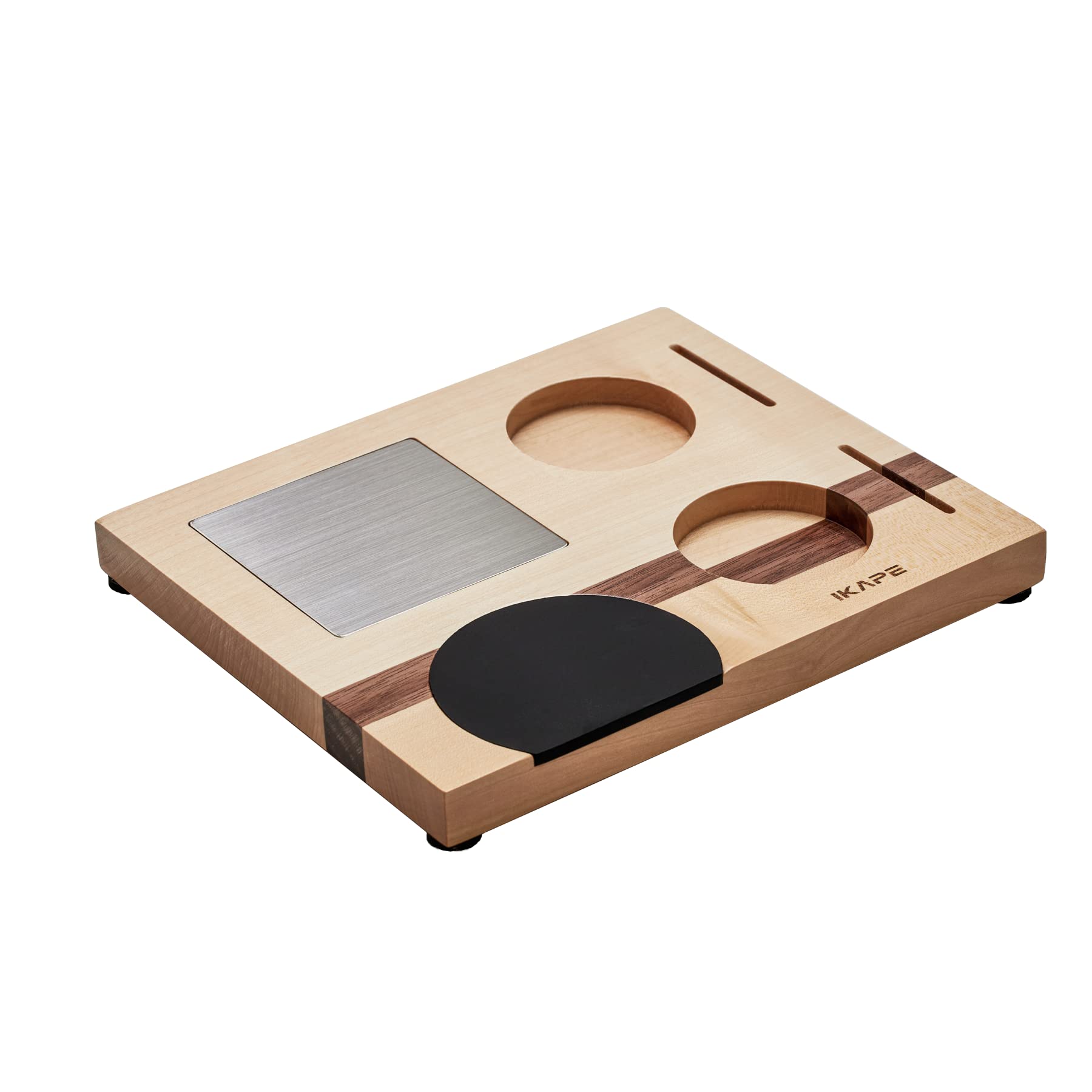 Ikape Espresso Tamper Base, Espresso Accessories Organizer Box Compatible With All Size Espresso Brand Accessories, Natural Waln