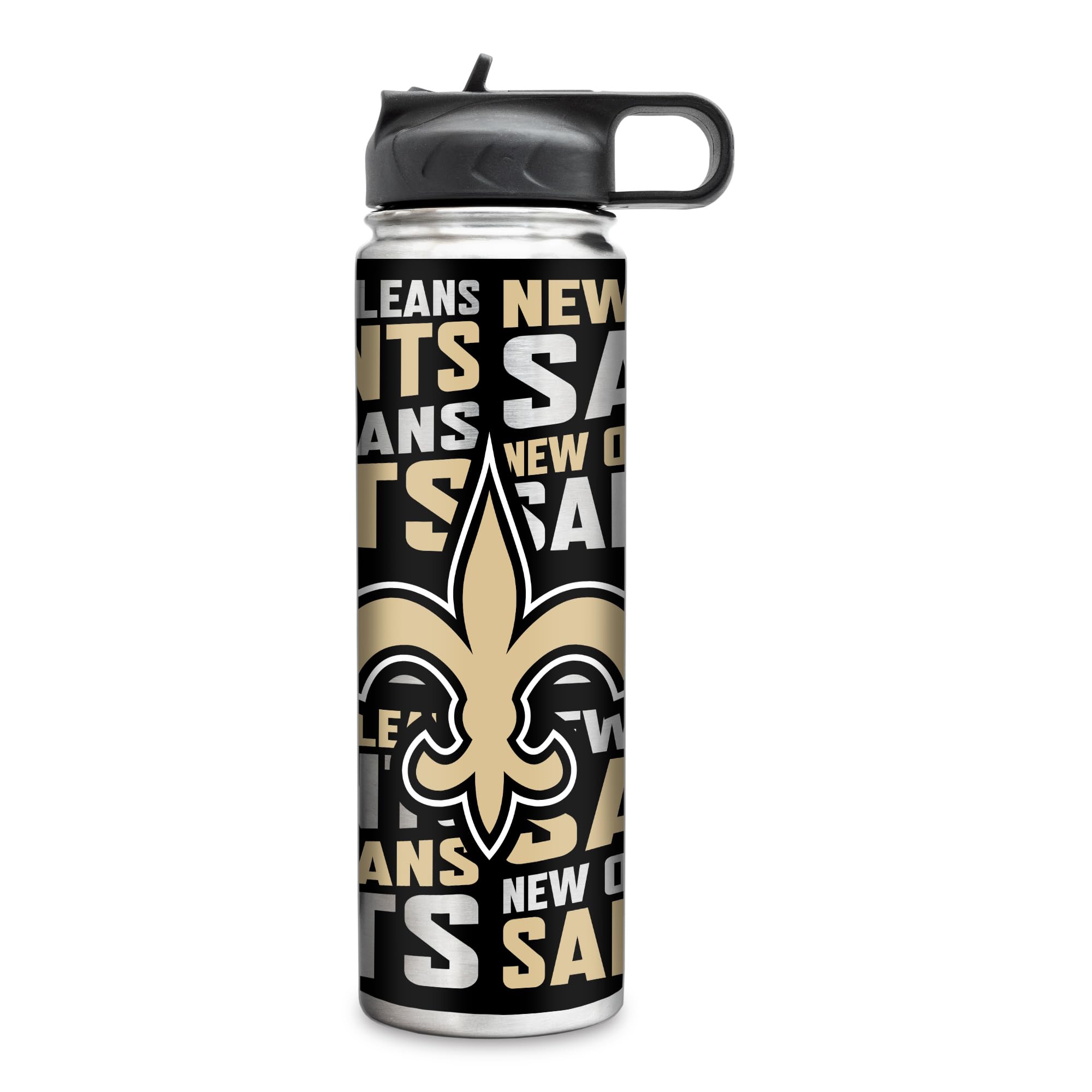 Rico Industries NFL Football New Orleans Saints 22oz Stainless Steel Tumbler with Lid - Great For Coffee, Tea, Water or Cocktail