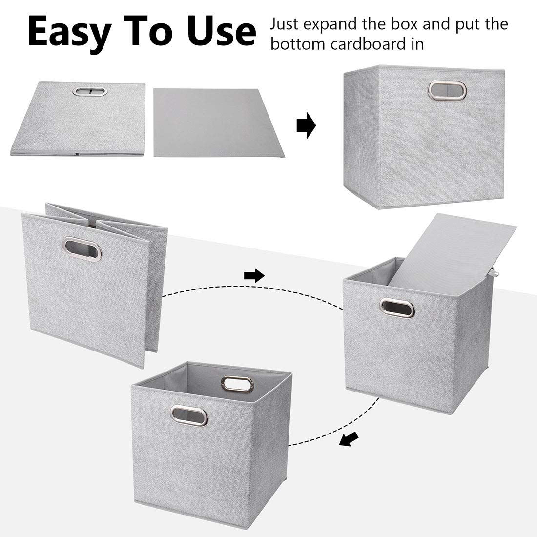 I Bkgoo Cloth Storage Bins Set Of 4 Thick Fabric Drawers Foldable Cubes Basket Organizer Container With Dual Metal Handles For S