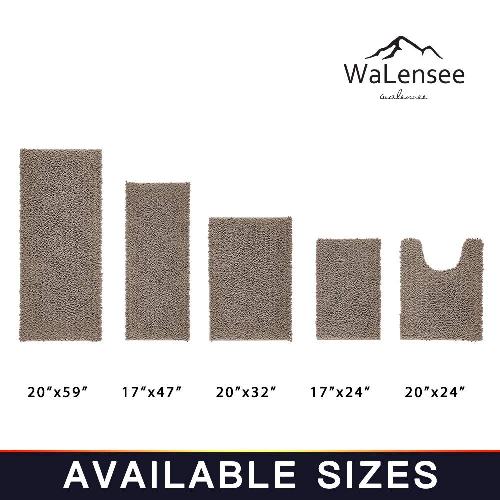 Walensee Bathroom Contour Rug Non Slip Toilet U Shaped Bath Mat (20X24, Taupe) Water Absorbent Super Soft Shaggy Chenille Machin