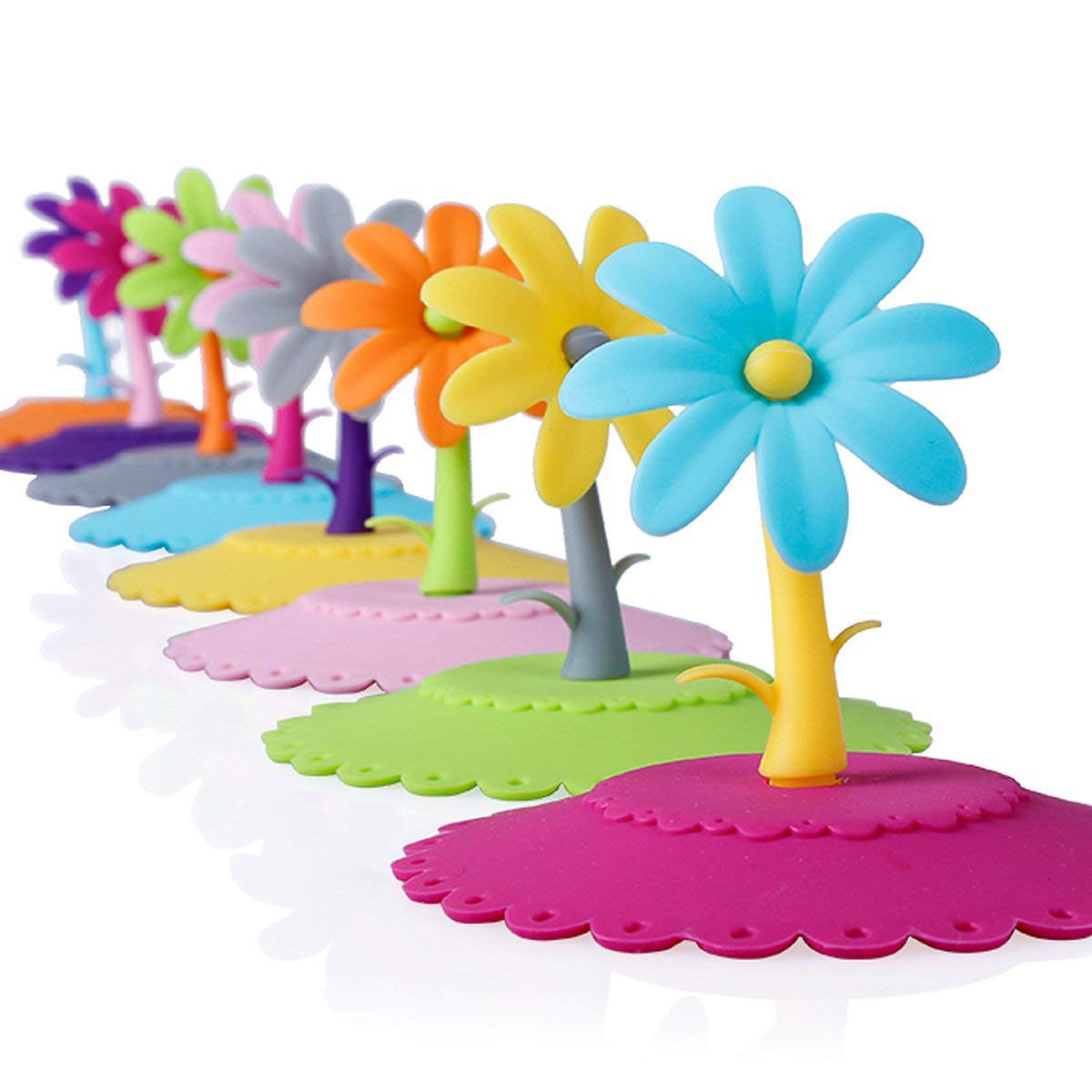 5Pcs Assorted Color Silicone Hot Cup Lids With Unique Flower Mug Cover Anti-Dust Airtight Seal Drink Cup Lids Drink Cover Leakpr