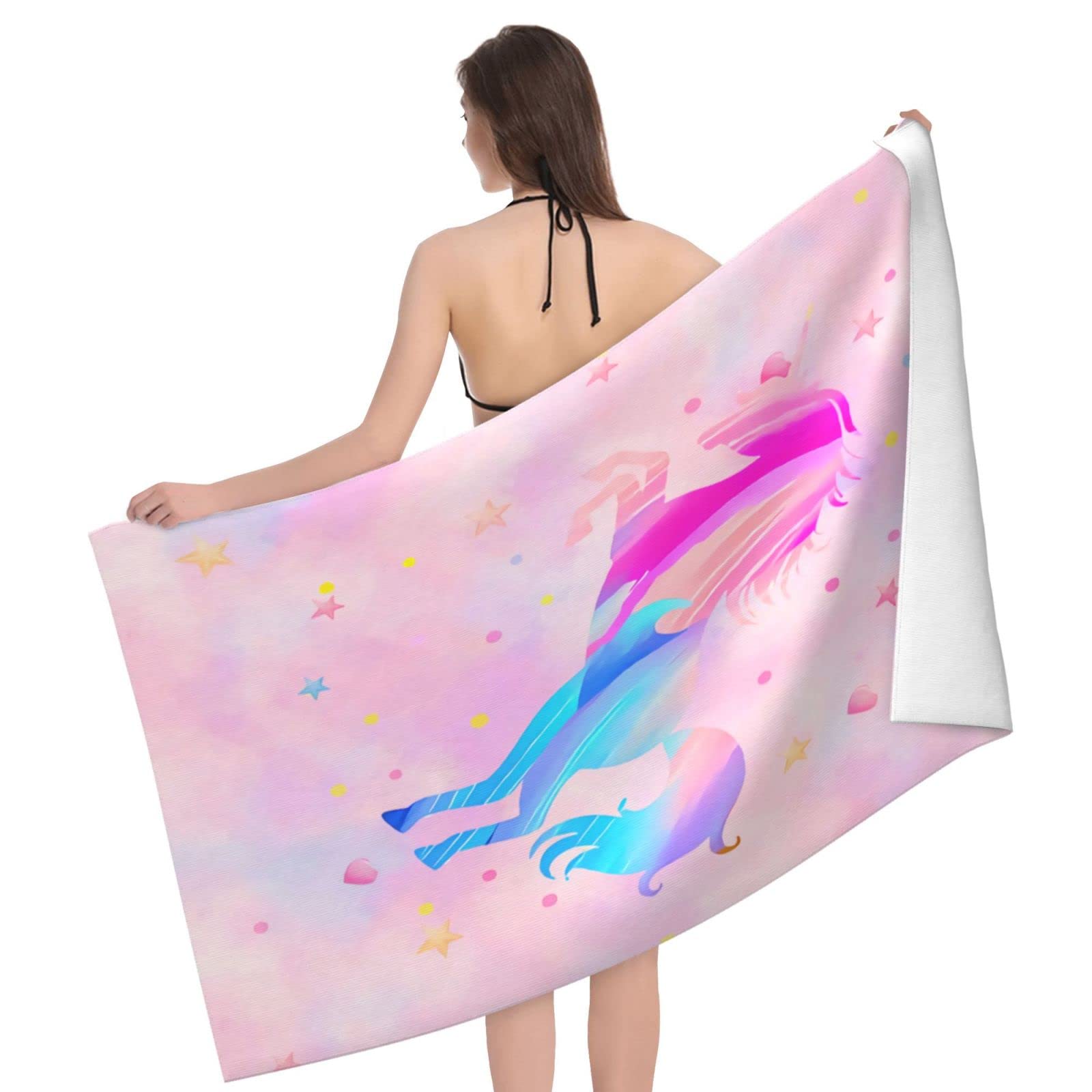 Unicorn Beach Towel For Girls, Personalized Beach Towels For Kids Microfiber Beach Towels Bulk, Cute Beach Towel, Quick Dry Beac