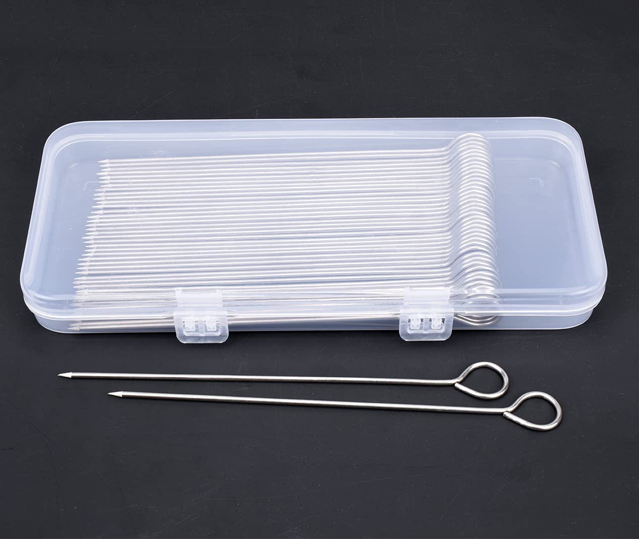 Honshen Turkey Lacers For Trussing Turkey,50Pcs 6 Inches Stainless Steel Skewers With Plastic Box For Grilling Onions,Prawns,Tur