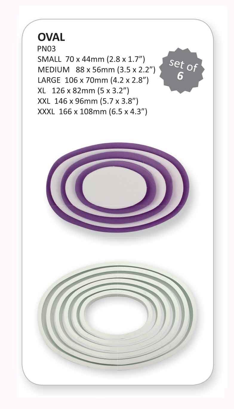 Pme Oval Cutters, For Cake Decorating, Set Of 6, White