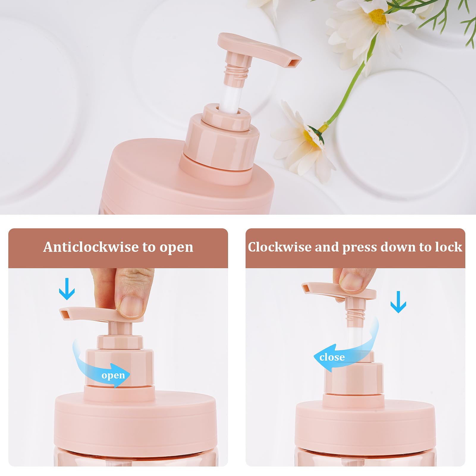 Kitchen Gims Soap Dispenser Empty Pump Bottles Dispenser 16Oz 2 Pack With Labels (Pink)