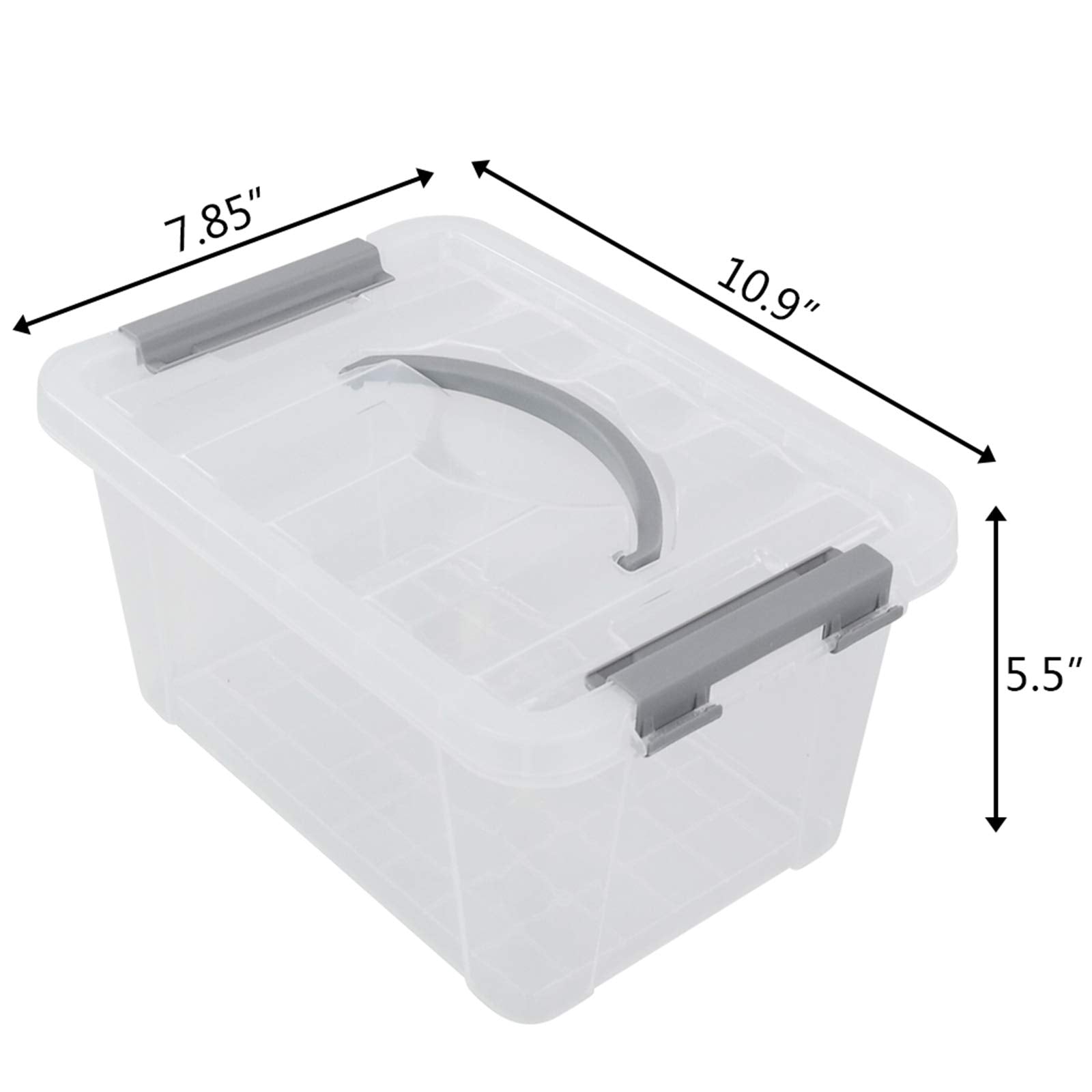 Qskely 6-Pack 6 L Plastic Storage Containers Latch Storage Box With Lids