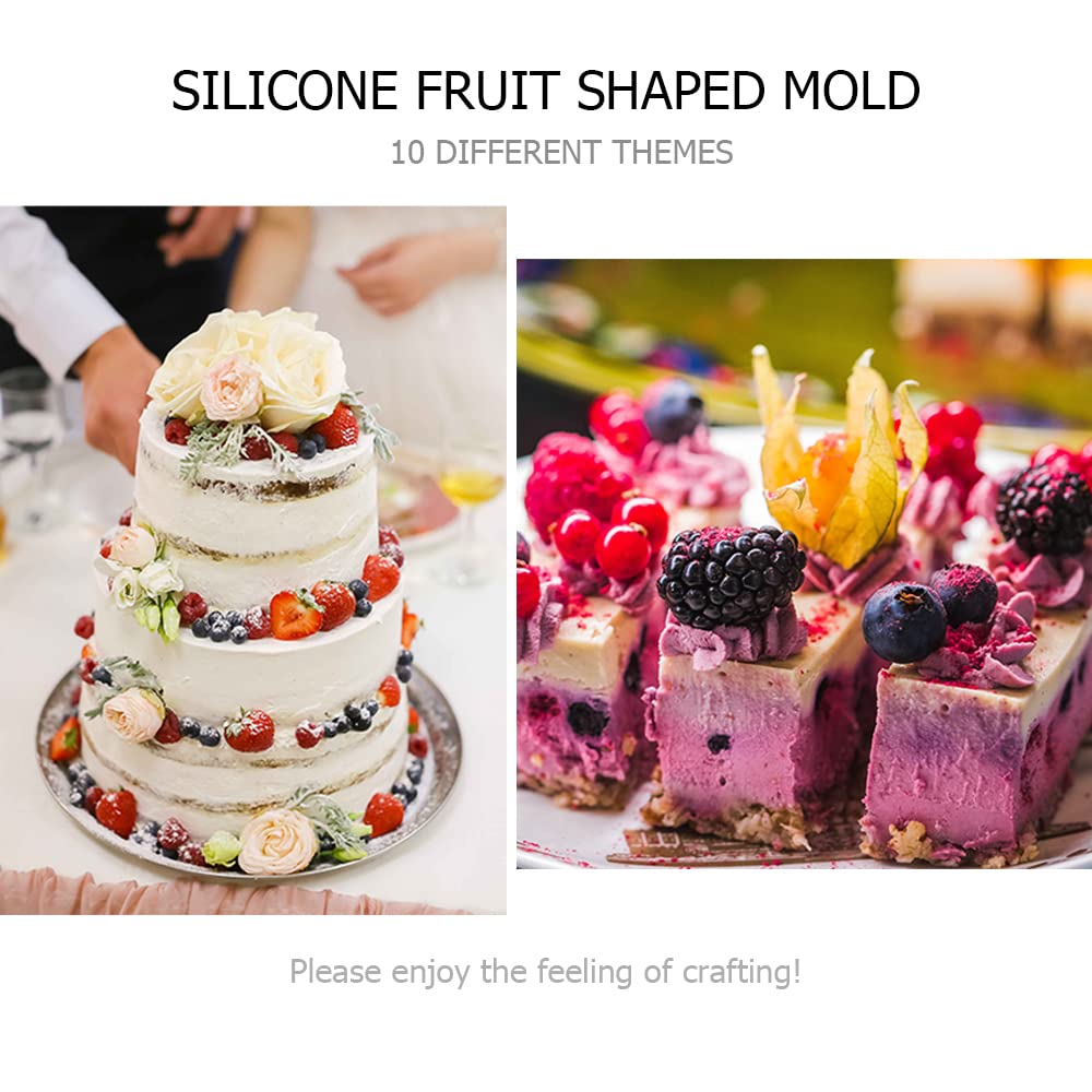 10 Pcs Fruit Shaped Jelly Molds Fondant Molds, 3D Mini Chocolate Mold Candy Mold Candle Mold Pineapple Strawberry Orange Blueber