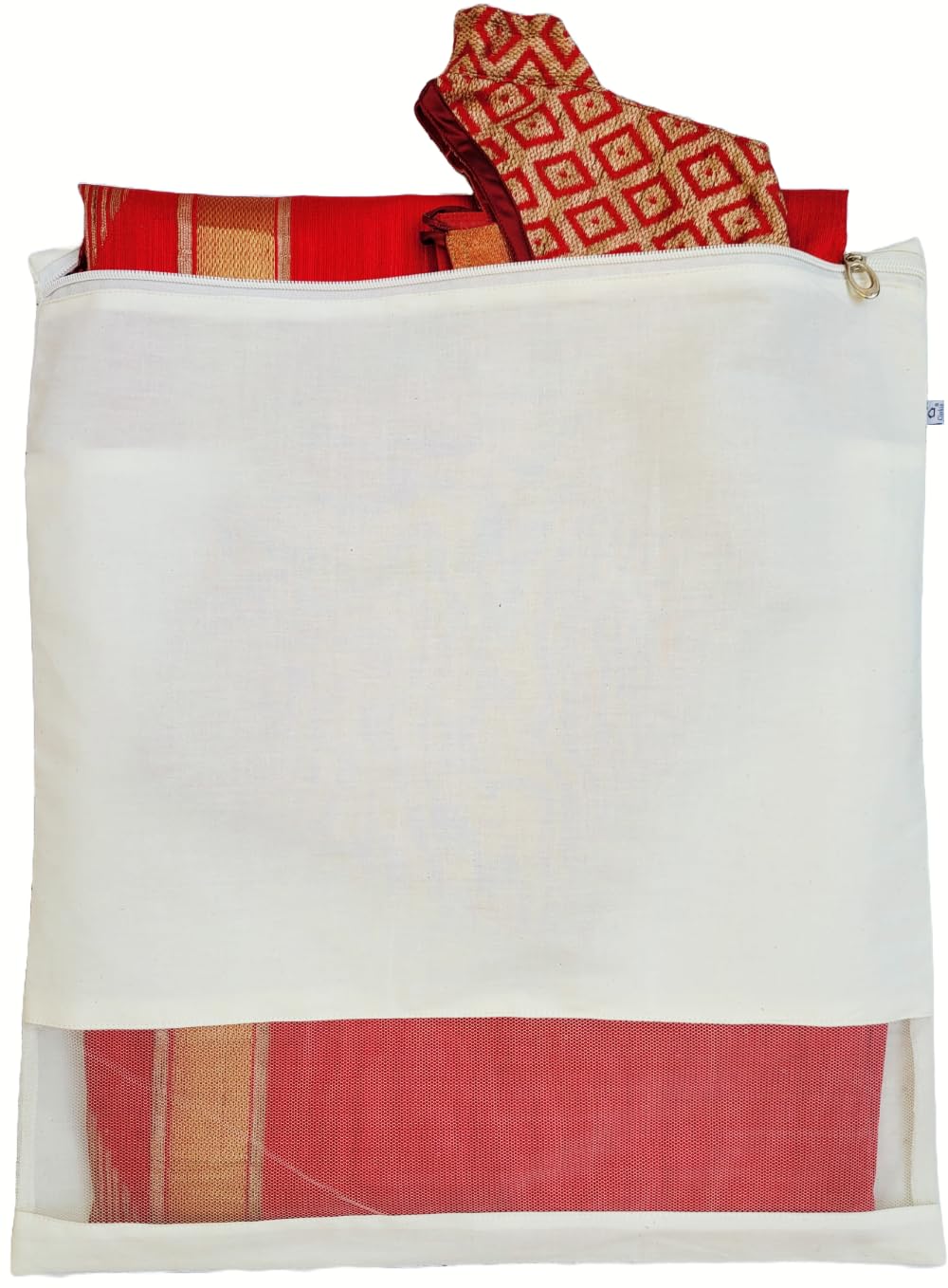 Clarkia Pack Of 12 Reusable Cotton Saree Cover With Blouse Compartment Big Size For Storage, Wardrobe Organizer Bags Saree Bags 
