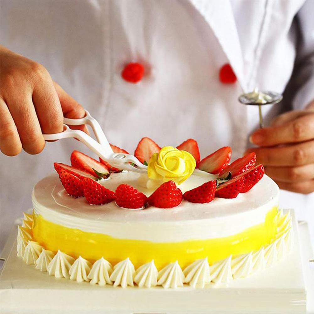 Zyamy 3Pcs Abs Plastic Cake Scissors Flower Fondant Decorating Cake Tool Flowers Lifter Cake Edge Scissors Clip Cream Transfer C