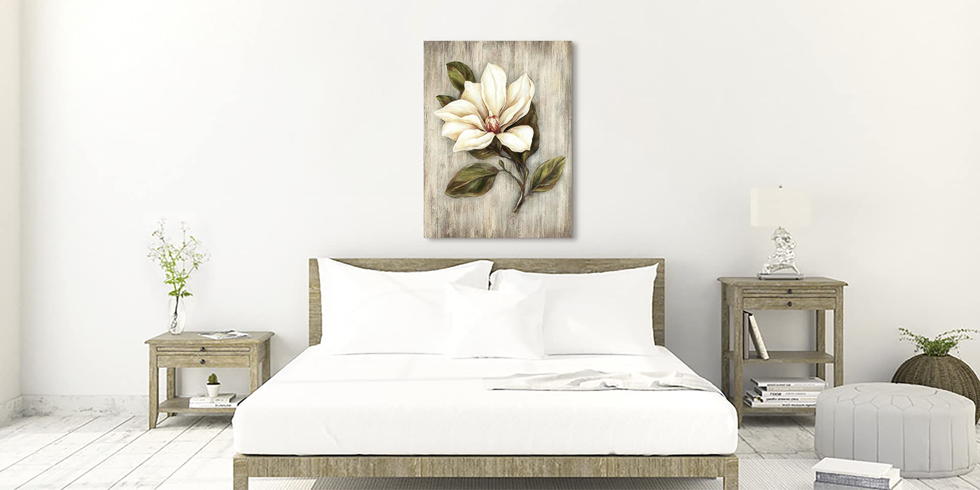 Sd Soft Dance Flower Artwork Canvas Wall Art: White Magnolia Picture Floral Painting Prints For Wall (36 ' ' X 24 ' ' X 1 Panel)