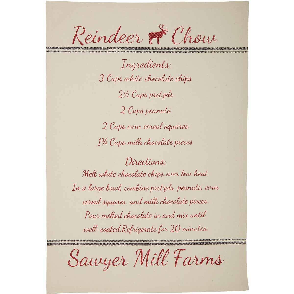 Vhc Brands Farmhouse Natural Creme White Text Cotton Sawyer Mill Holidays Christmas Decor Cookie & Reindeer Chow Recipes Fabric