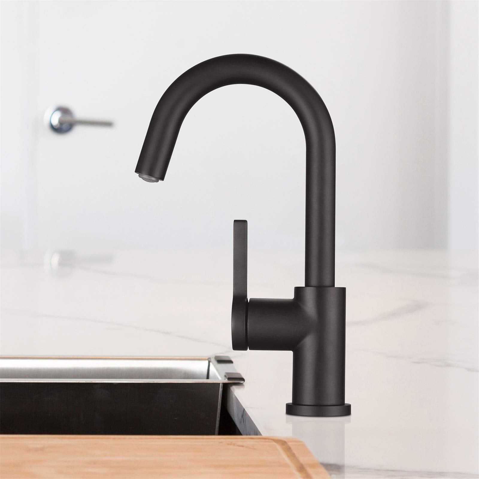 AguaStella AS1010MB Matte Black Bar Faucet or Prep Kitchen Sink Faucet with Single Handle