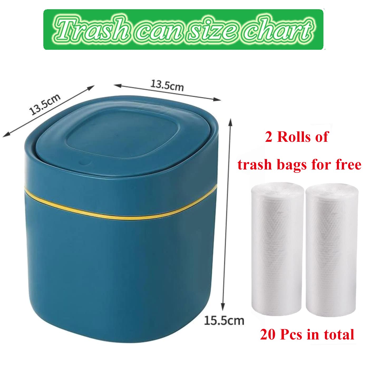 Plastic Mini Trash Can With Lid - 2 L Pop Up Wastebasket For Bathroom Vanity, Desktop, Tabletop Or Coffee Table - Dispose Of Cot