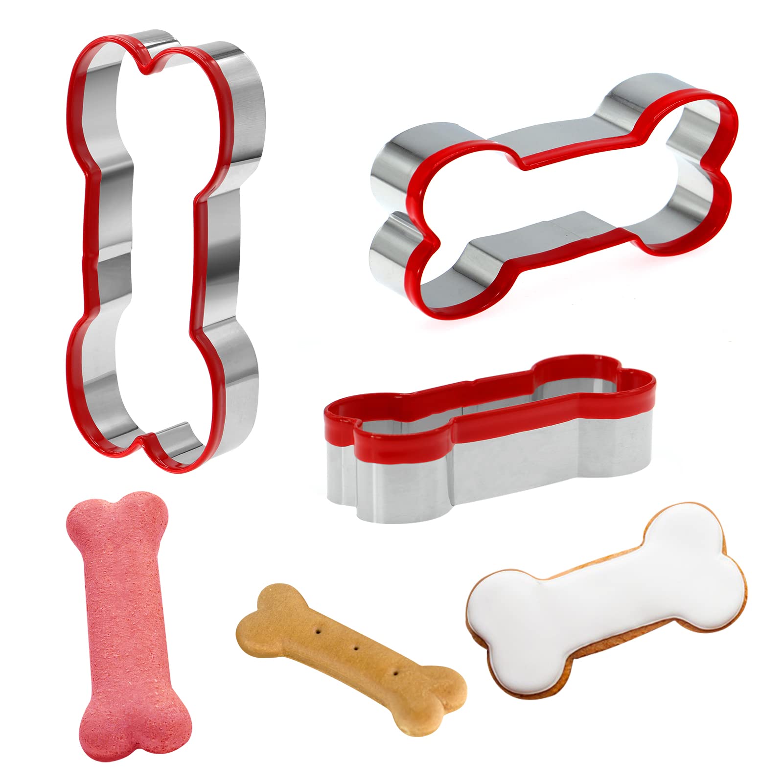 Dog Bone Cookie Cutters Set Of 3, Dog Treats Cookie Cutter, Biscuit Dog Treat Cookie Cutter Set For Homemade
