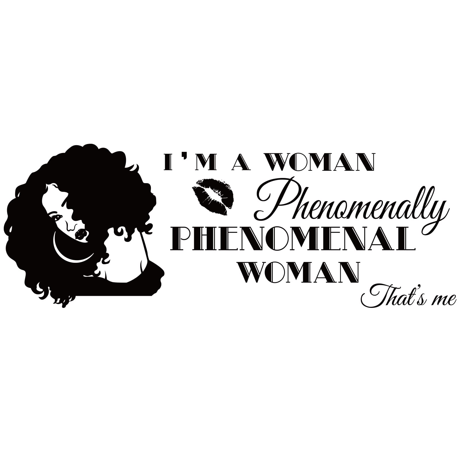 Superdant Inspirational Theme Pvc Wall Sticker I Am A Phenomenal Woman Quotes Woman Avatar Pattern Wall Art Sticker Vinyl Wall D