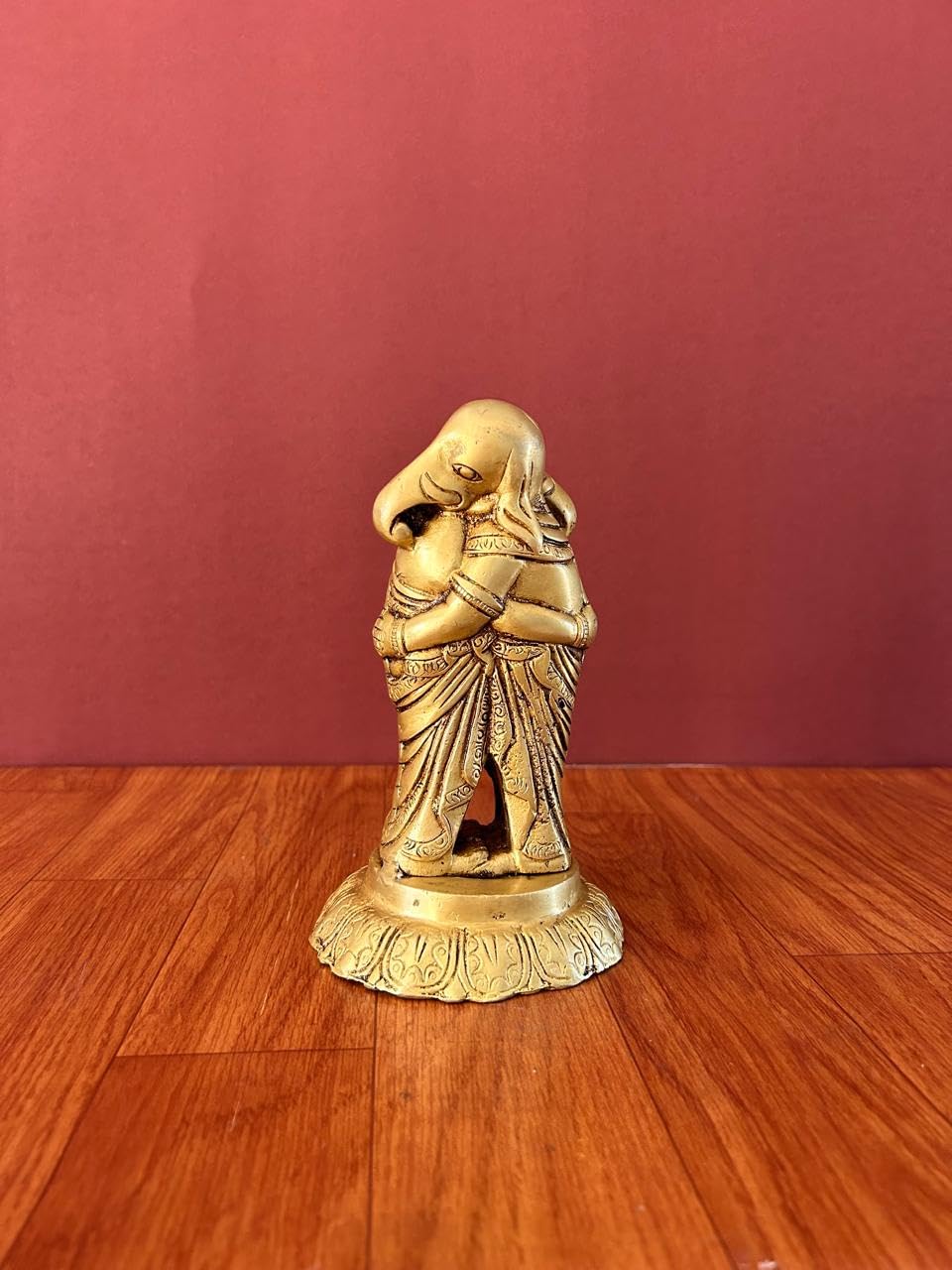Mridaya Brass Ganesha Statue | 19 Cm Hugging Ganesh Statue | Housewarming Gift | Hindu Wedding Gift | Elephant God Statue