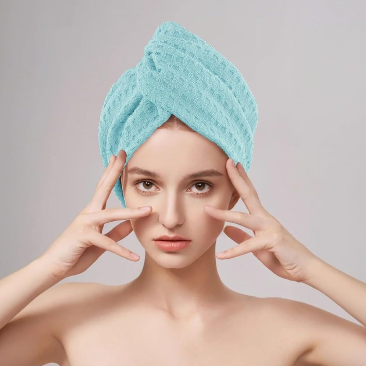 MaopaoBeauty Microfiber Hair Drying Towel - 1Pack Waffle Long Hair Head Wraps Terry Cloth Fast Absorbent Dry Anti Frizz Twist Pl