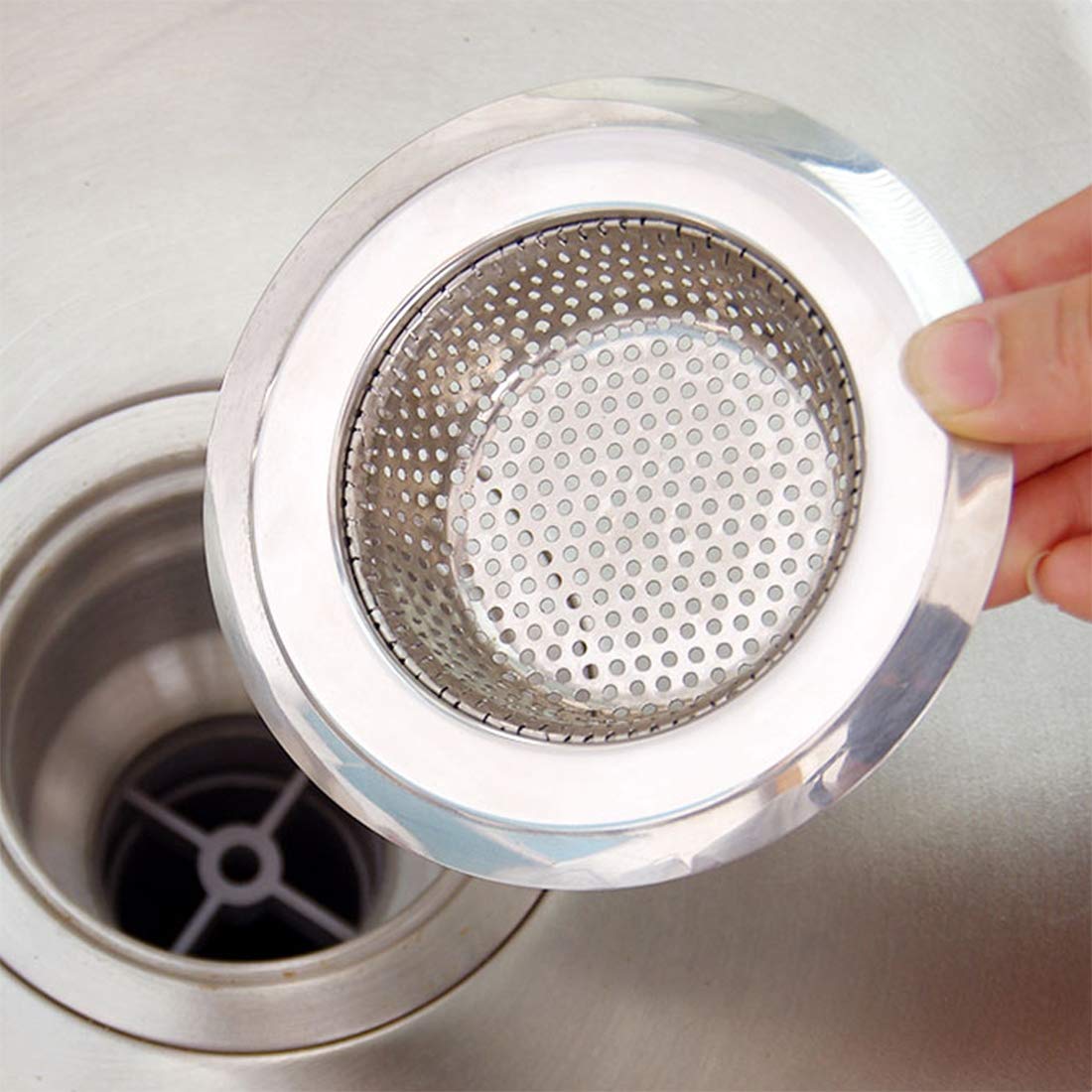 CORNERJOY 4.5 Inch Diameter Rim Heavy Duty Stainless Steel Kitchen Sink Basket Strainer  Large (Pack of 2)