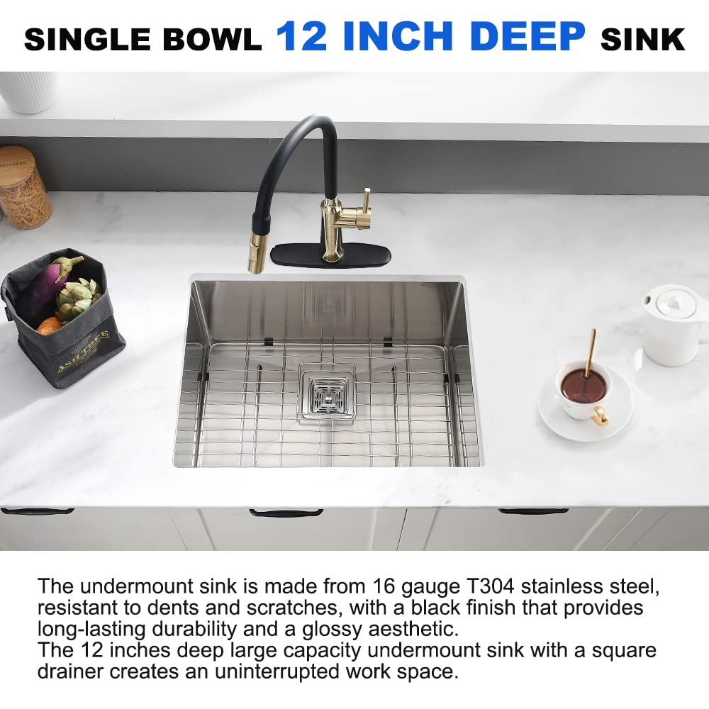 Boomhoze Undermount Laundry Sink, 23 X 19 X 12 Inch Stainless Steel Undermount Utility Sink Deep Laundry Room Sink 16 Gauge Sing