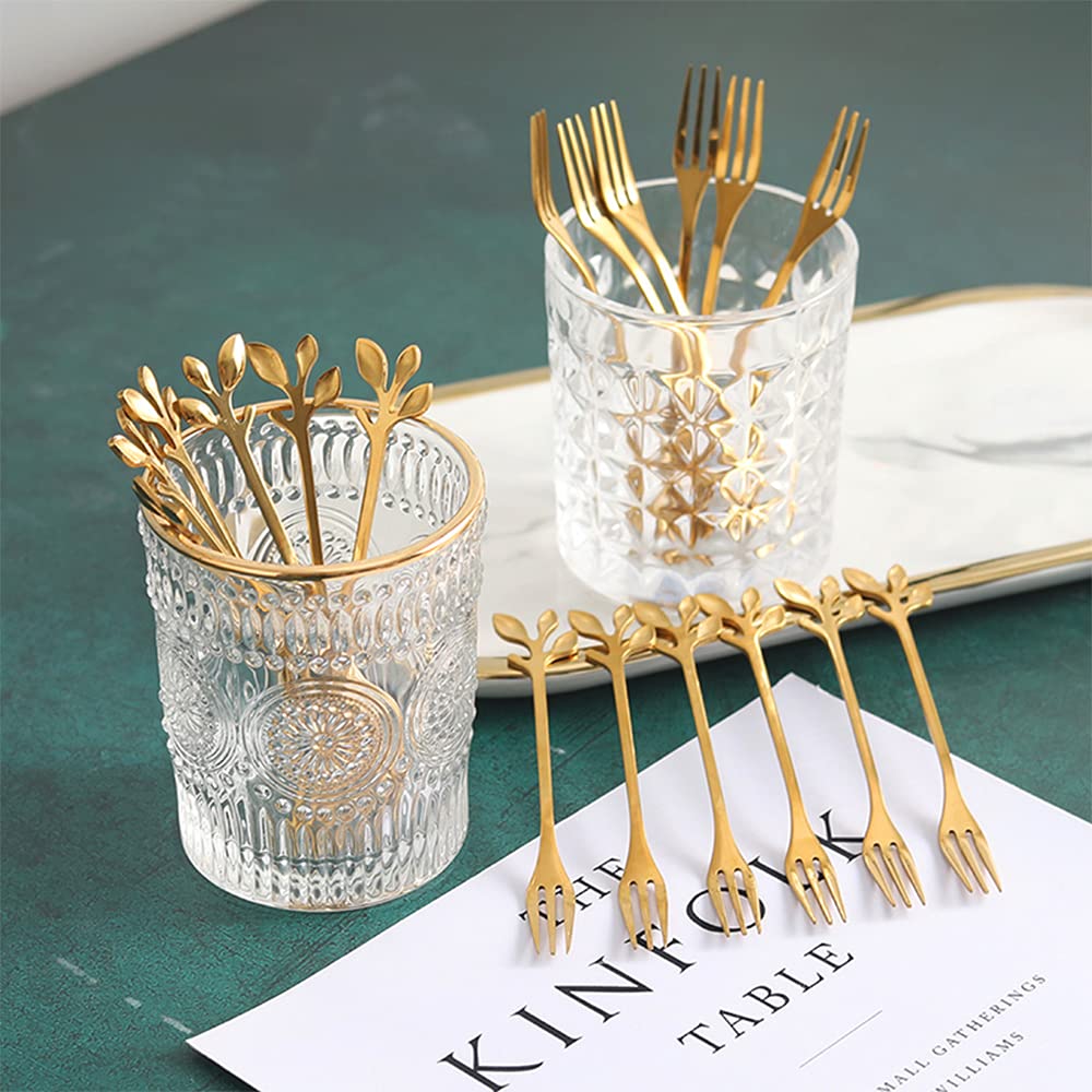 13 Piece Gold Mini Spoons And Forks With Swan Spoon Holder Small Spoons For Dessert Appetizer Spoons Stainless Steel Gold Servin