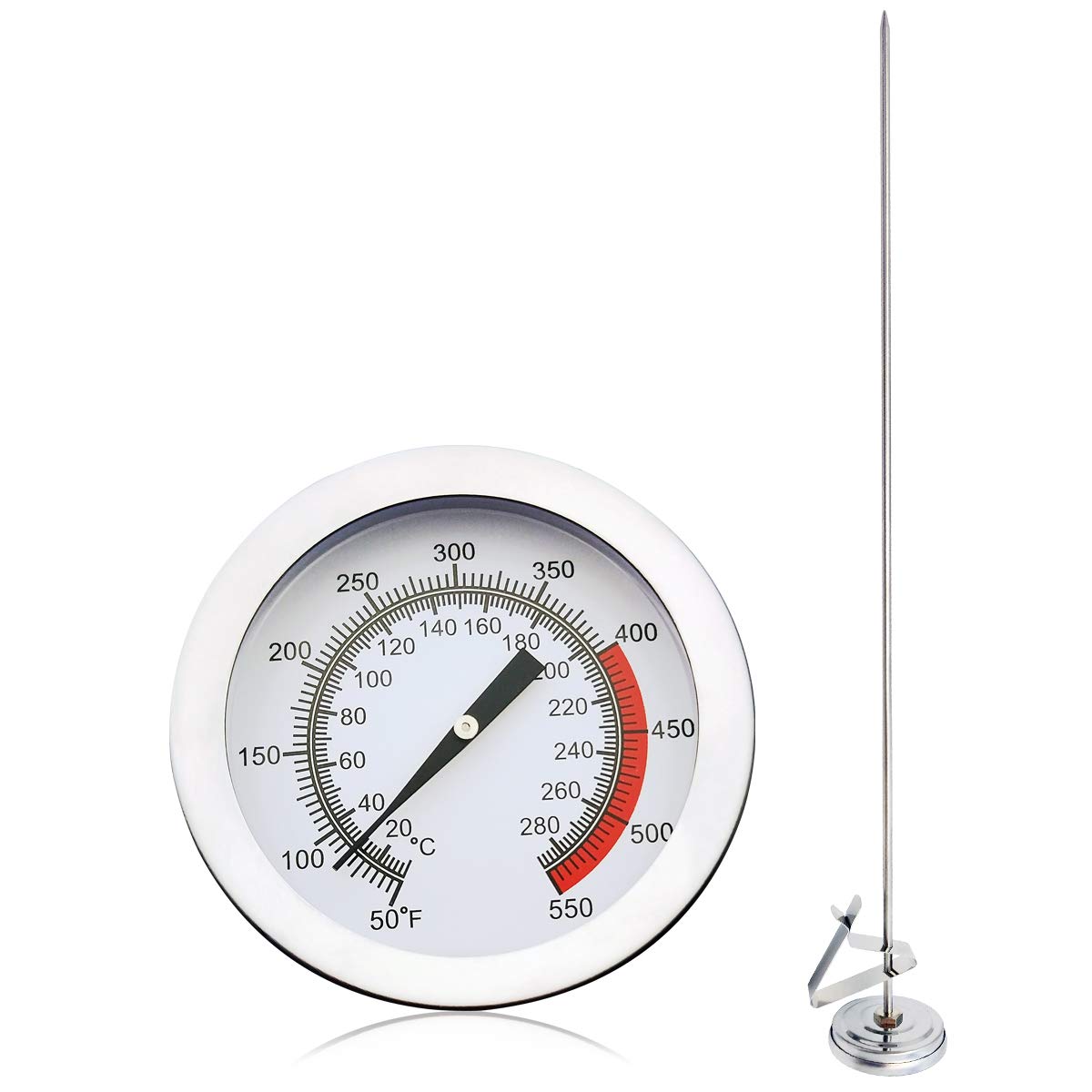 Deep Fryer Turkey Thermometer With Clip&15 Inch Stem - Best Professional Kitchen Pot Fryer Thermometer, Stainless Steel Fry Oil