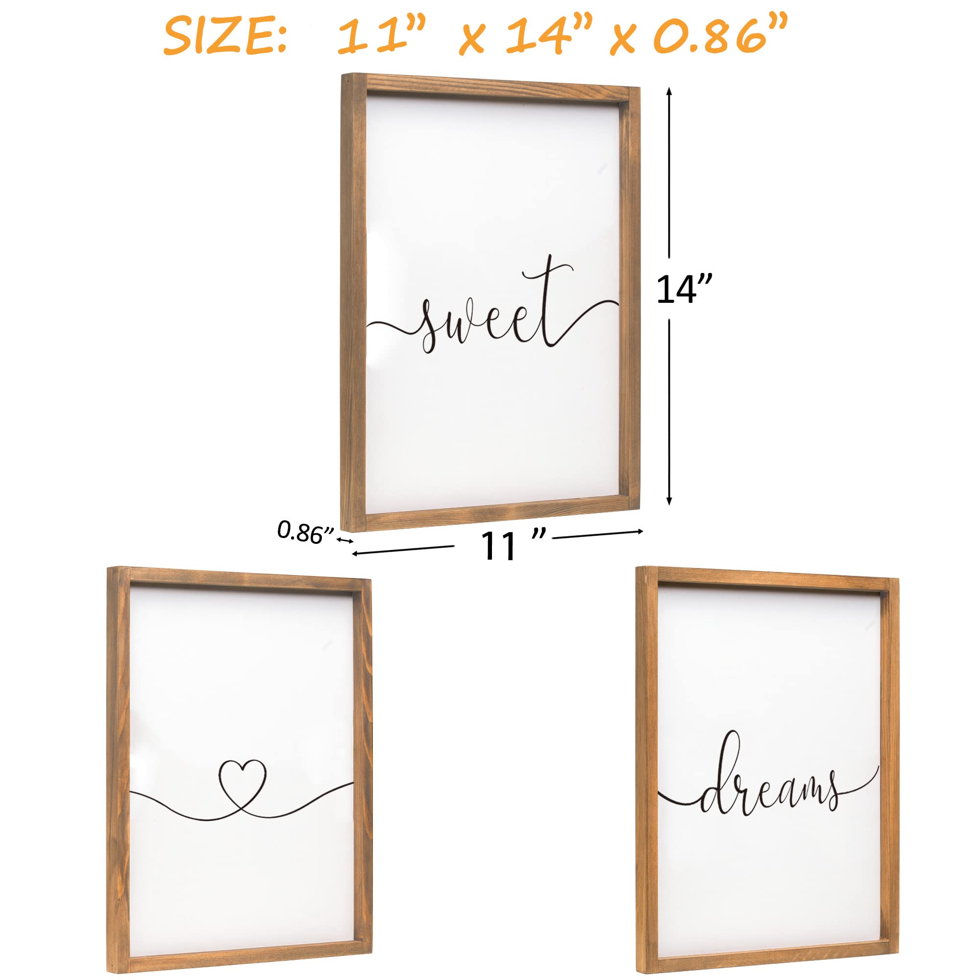 Set of 3 Sweet Dream Sign Bedroom Wall Decor Above Wed Wall Sign Farmhouse Wall Decor for Home Bedroom And Living Room (Brown, 1