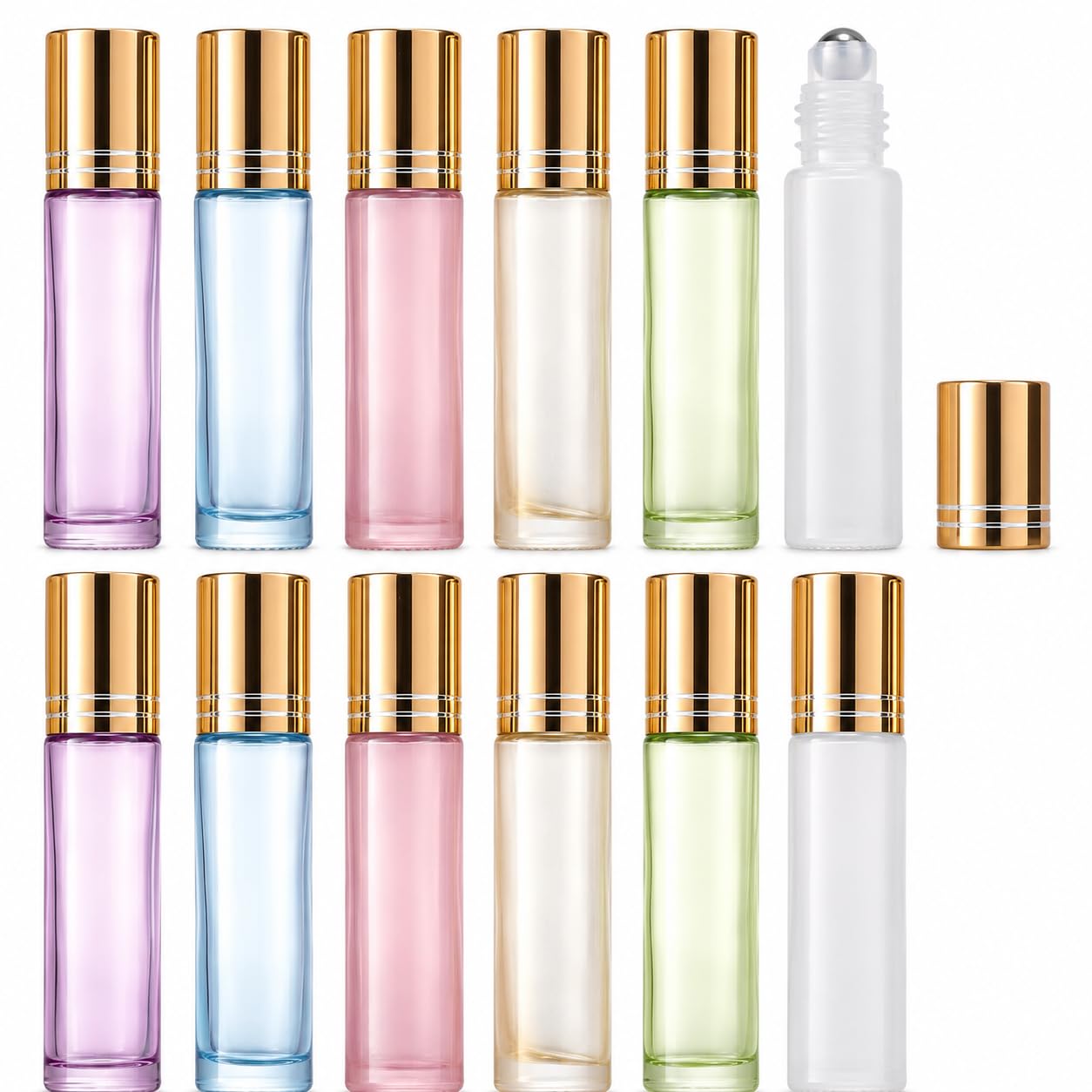 VZYUVY 12 Pack 10ml Roller Ball Bottles for Essential Oils, Oil Roll on Perfume Bottle Empty, Glass Rollerball Bottles Roller Ap