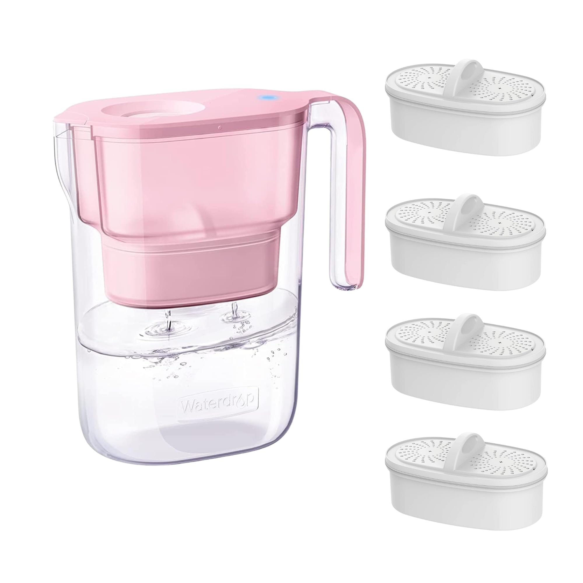 Waterdrop Water Filter Pitcher With 4 Filter, 5X Times Lifetime, Lasts 200 Gallons, For Fridge And Kitchen, Reduces Pfoa/Pfos, C