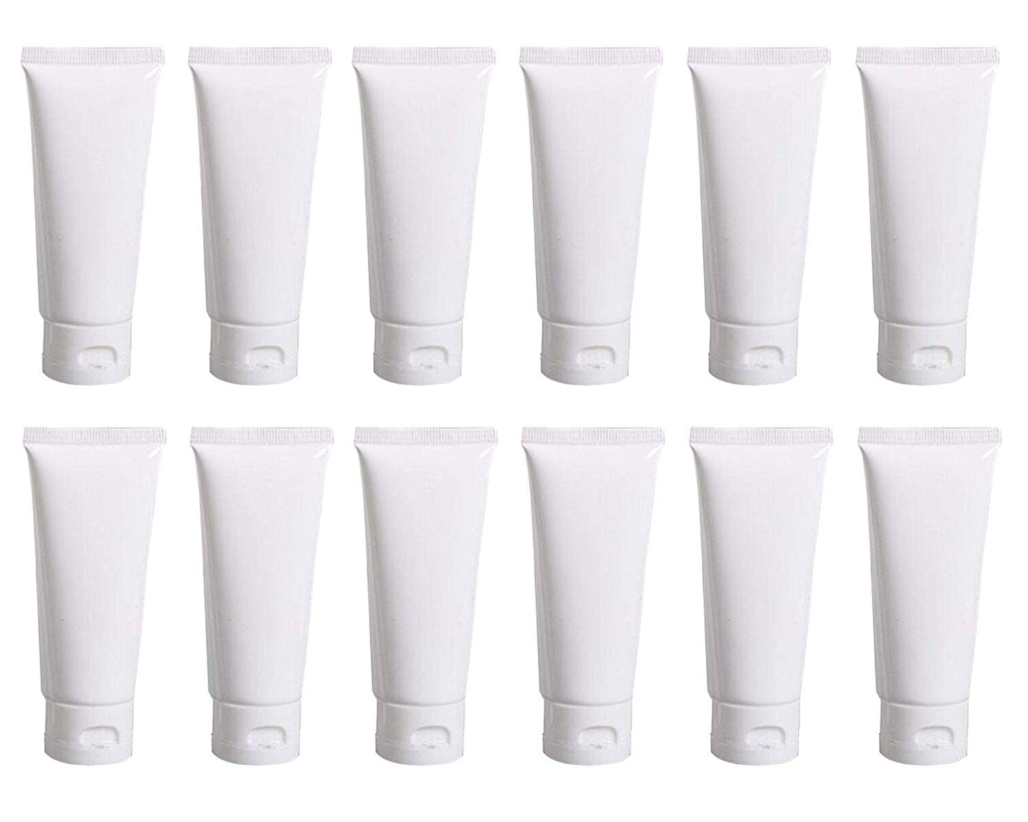12 Pcs 100Ml 3.4Oz White Plastic Soft Squeeze Hose Bottle Cosmetic Facial Care Tolietry Packing Vial Container With Flip Cap Cre