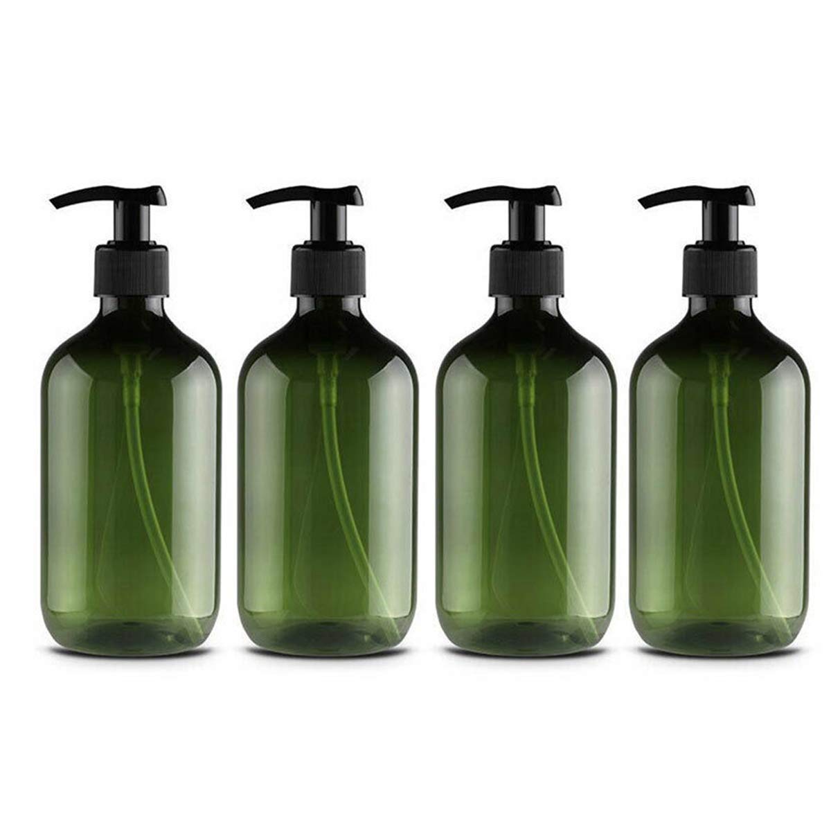 Mochiglory 500Ml Large Capacity Empty Lotion Pump Bottles, Plastic Brown/Green Soap Lotion Pumps Dispensers Bottle 4-Pack(Green-