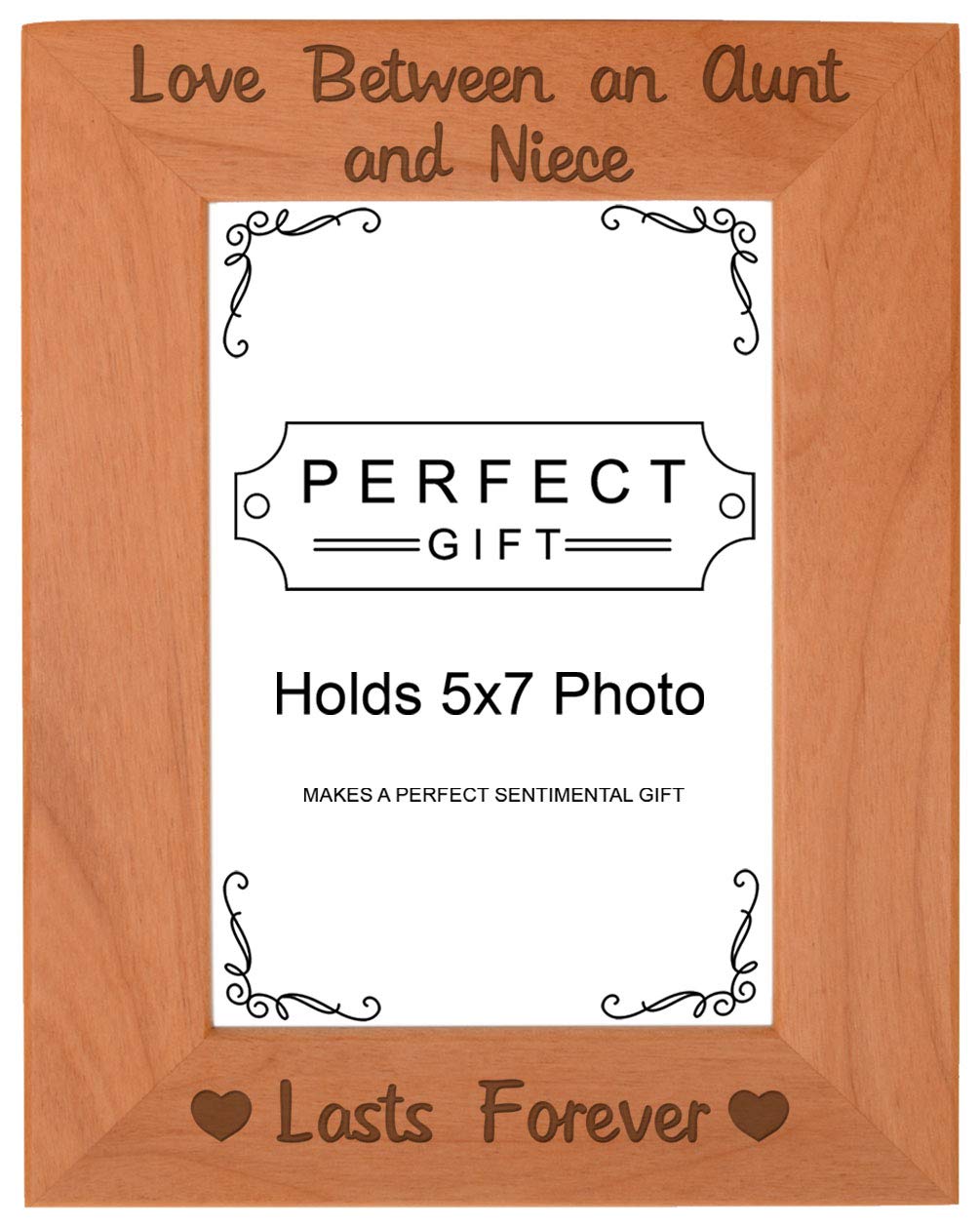 ThisWear Niece Aunt Gifts Love Between an Aunt & Niece Lasts Forever Wood Engraved 5x7 Portrait Picture Frame
