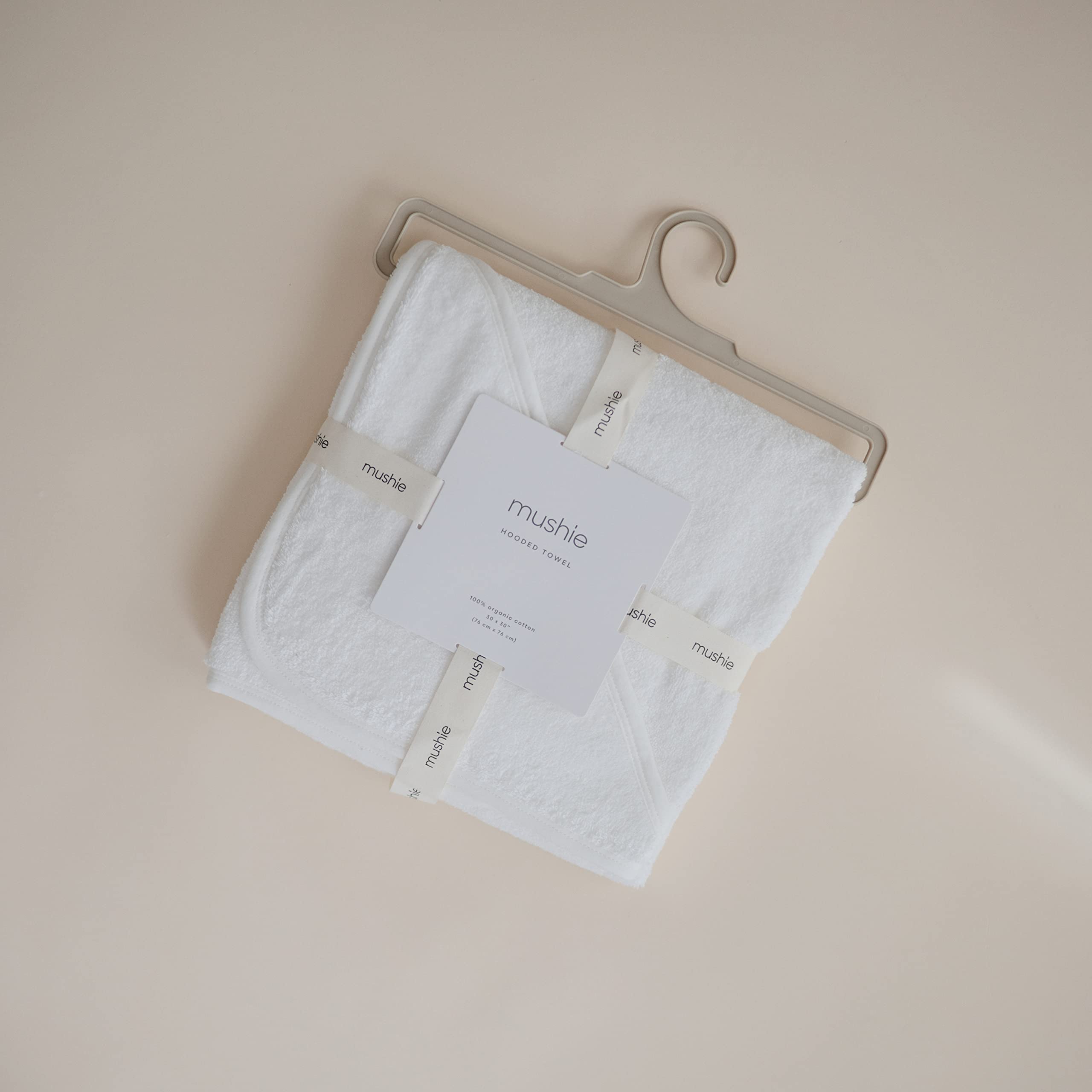Mushie Baby Hooded Towel  Organic Cotton (Pearl)
