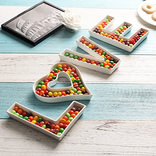 Coffeezone Small Party Candy Dishes Letter Shape Small Plates for Nuts Decoration, Wedding Gift (Letter R)