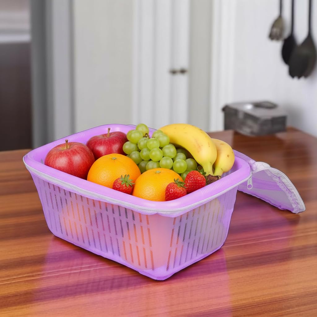 Go Hooked Multipurpose Plastic Storage Gift Basket With Net Cover Stylish Basket With Zip Net Cover Versatile Durable Stylish Co