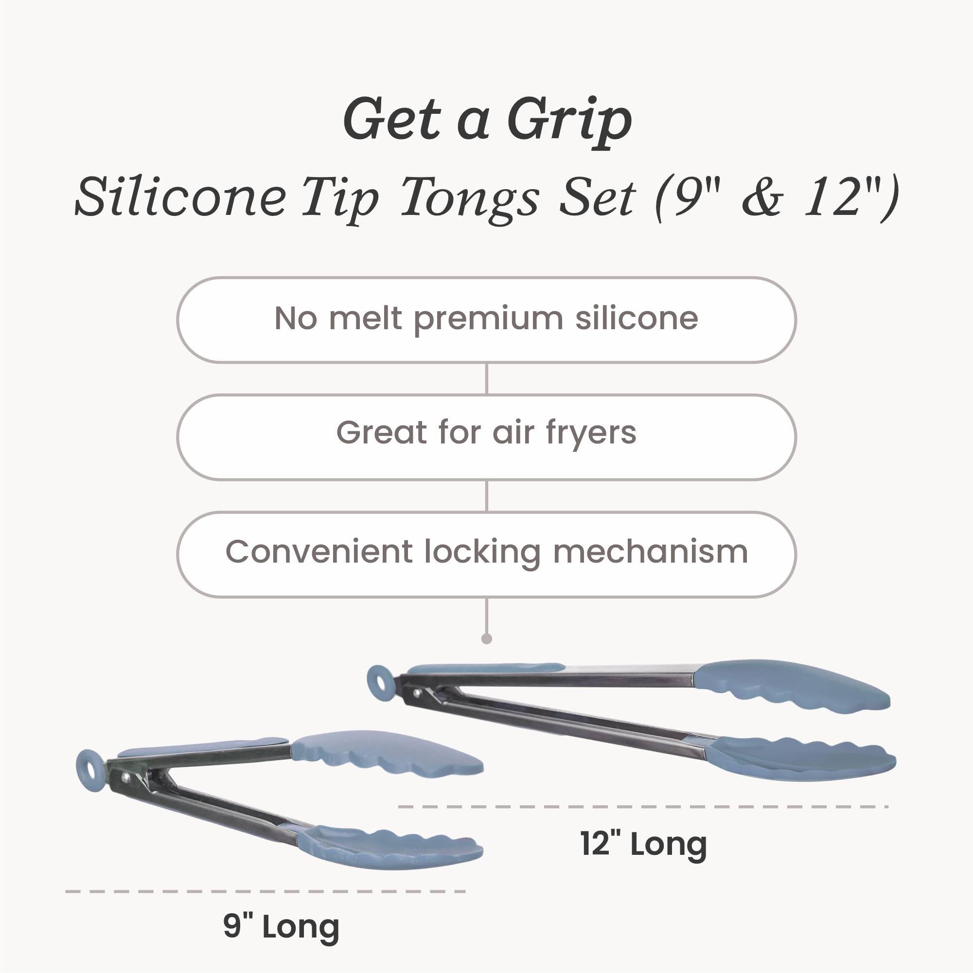 Starpack 'Get A Grip' Silicone Kitchen Tongs For Cooking (2Pcs) - Bbq Tongs For Grill Heat Resistant To 600F - Stainless Steel T