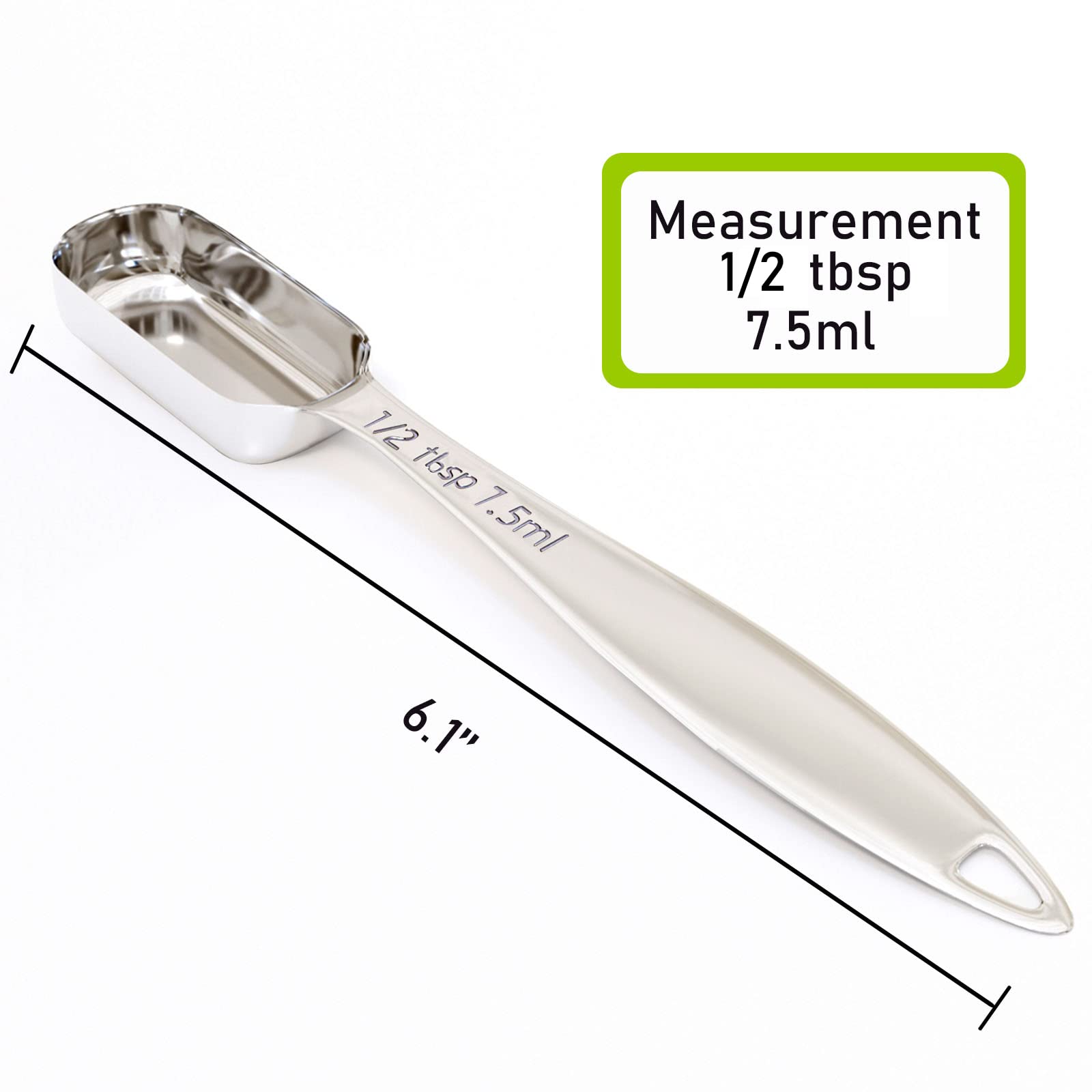 Beryler 1Pcs 1/2Tablespoon (1.5Tsp, 7.5Ml) Single Measuring Spoon, Individual Stainless Steel Long Handle Measure Teaspoon Only