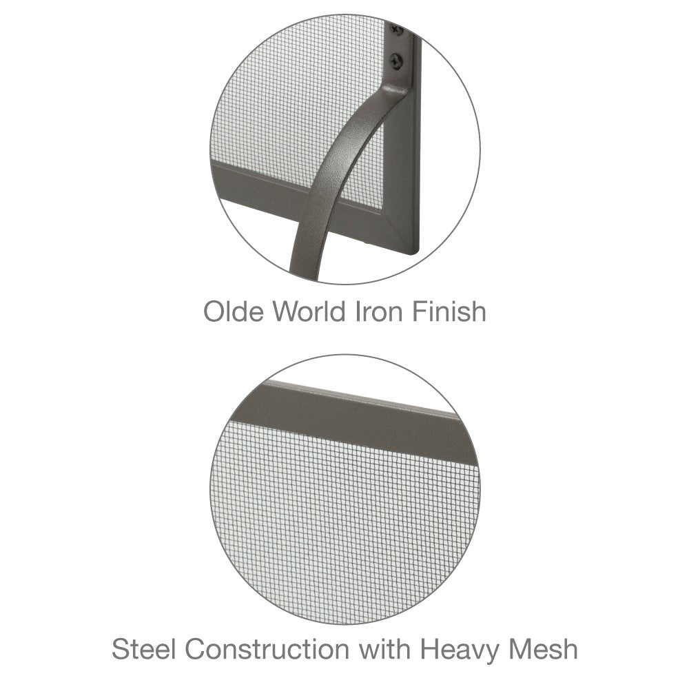 Uniflame, S-1154, Large Single Panel Olde World Iron Finish Fireplace Screen