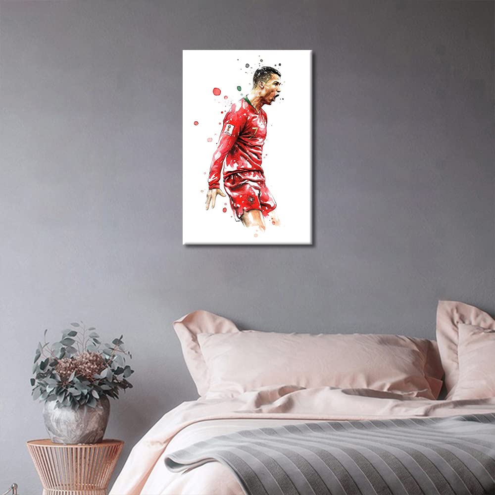 Tishiron Football Star Canvas Wall Art Cr7 Poster Painting Cristiano Ronaldo Back Competition Artwork Home Decor For Living Room