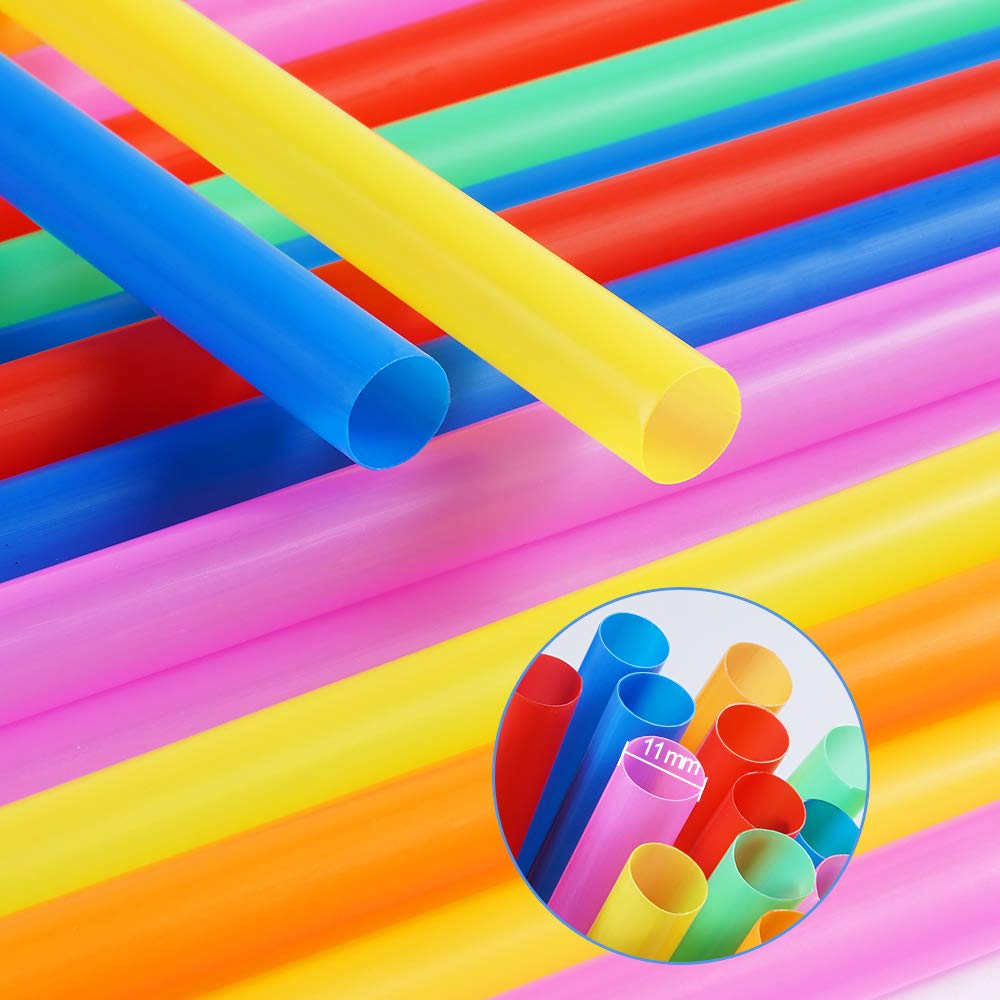 100 Pcs Jumbo Smoothie Straws,Colorful Disposable Wide-Mouthed Large Straw.