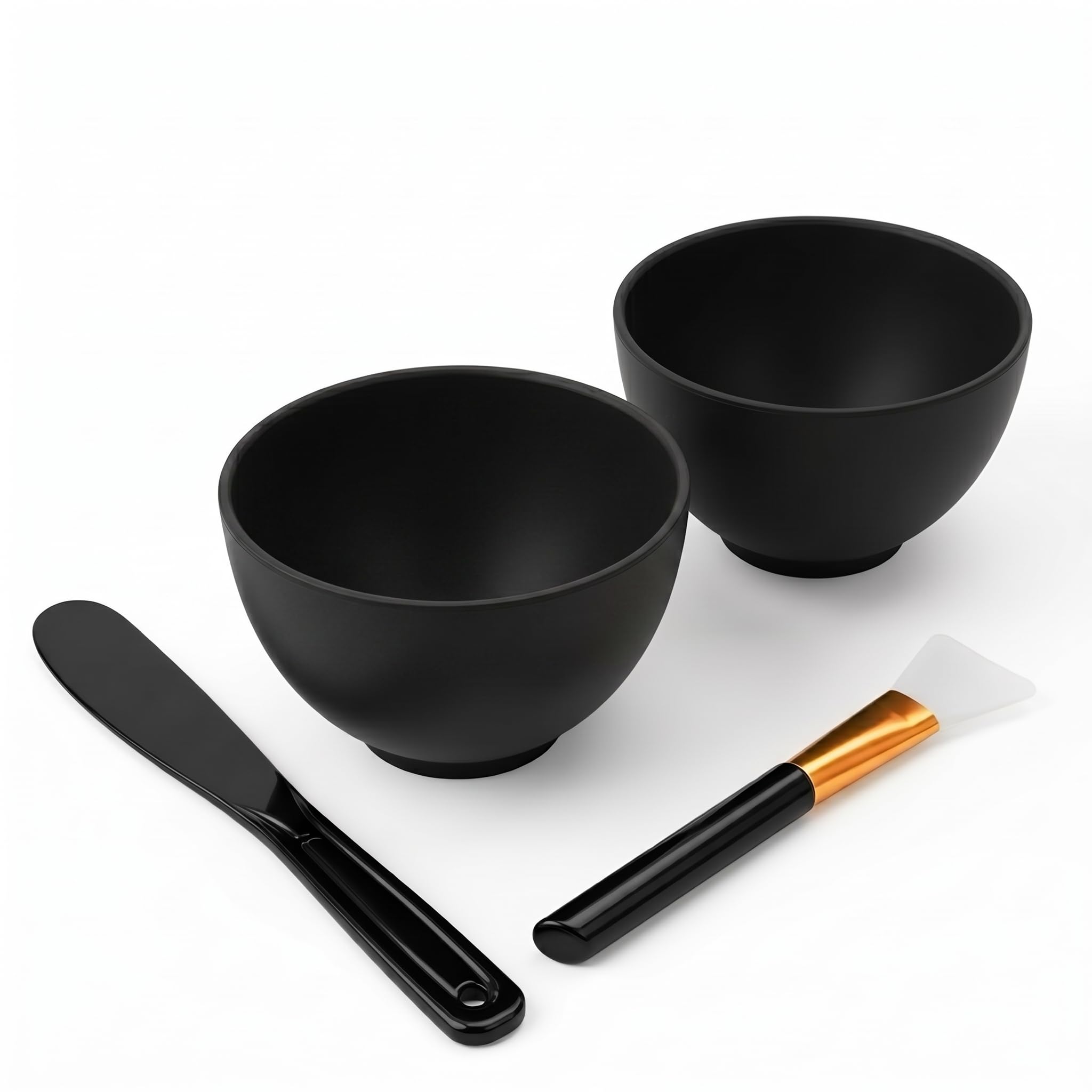 ZAJINJABD 2 Pack Black Silicone Face Mask Mixing Bowls with 2 Applicators