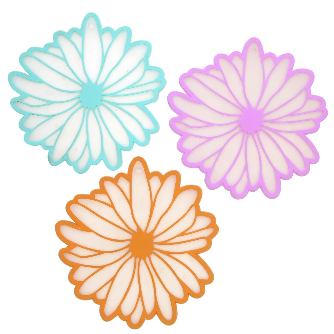 Neevanta Silicone Daisy Flower Trivet Mat Set Of 3, Heat Resistant NonSlip Hot Pot Holder For Kitchen Counter, Dining Table & C