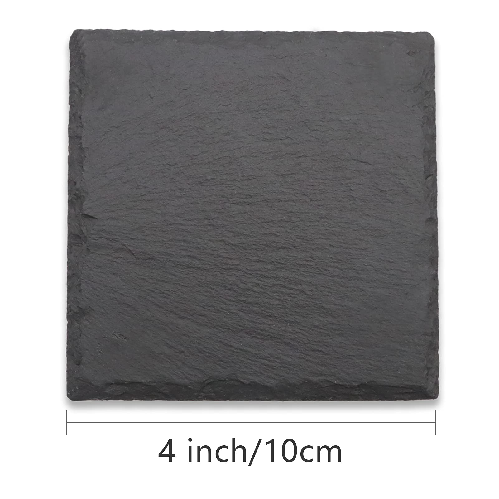 8 Pcs Square Slate Drink Coasters Set, Sijdiee 4 Inch Black Slate Stone Coasters With Anti-Scratch Bottom And Coaster Holder For