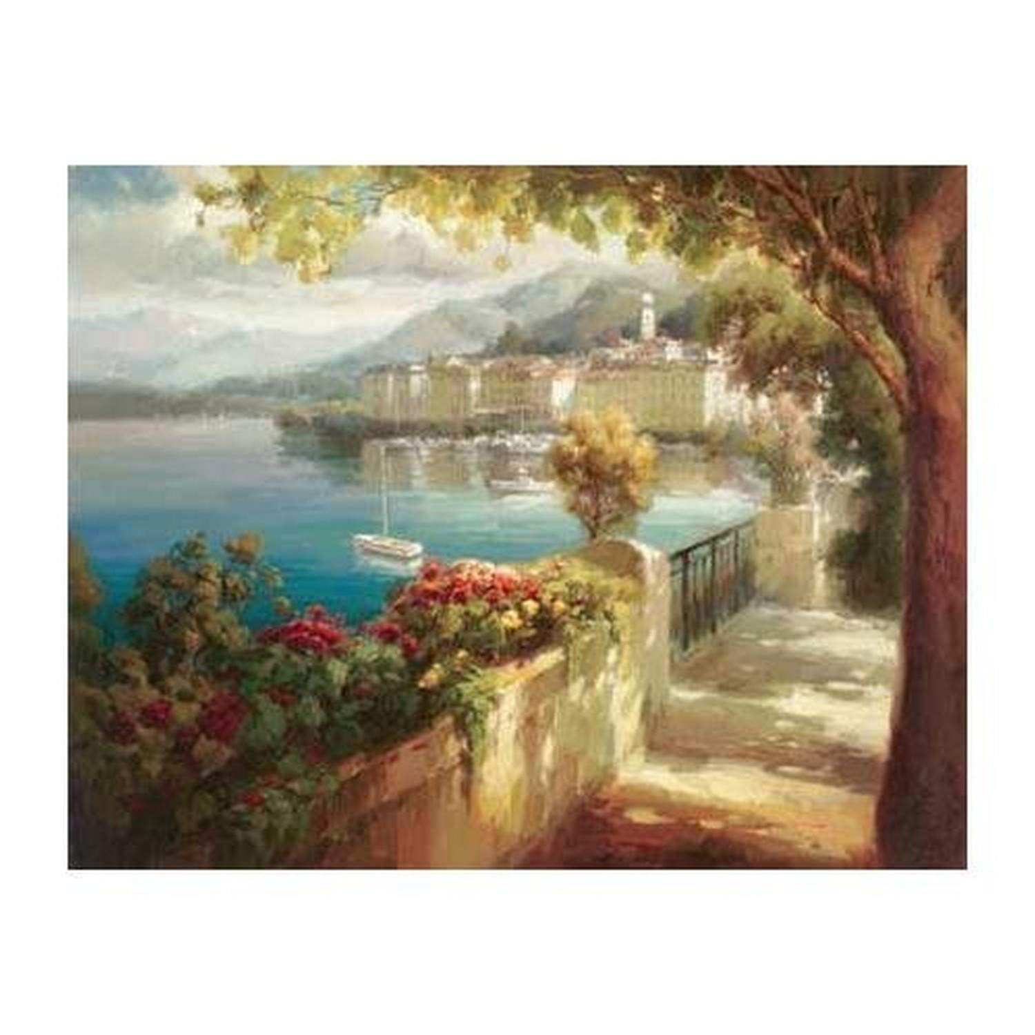 buyartforless Portofino Light By Roberto Lombardi 28x22 Italy Italian Mediterranean Harbor Art Print Poster, Multicolor, (EL 746