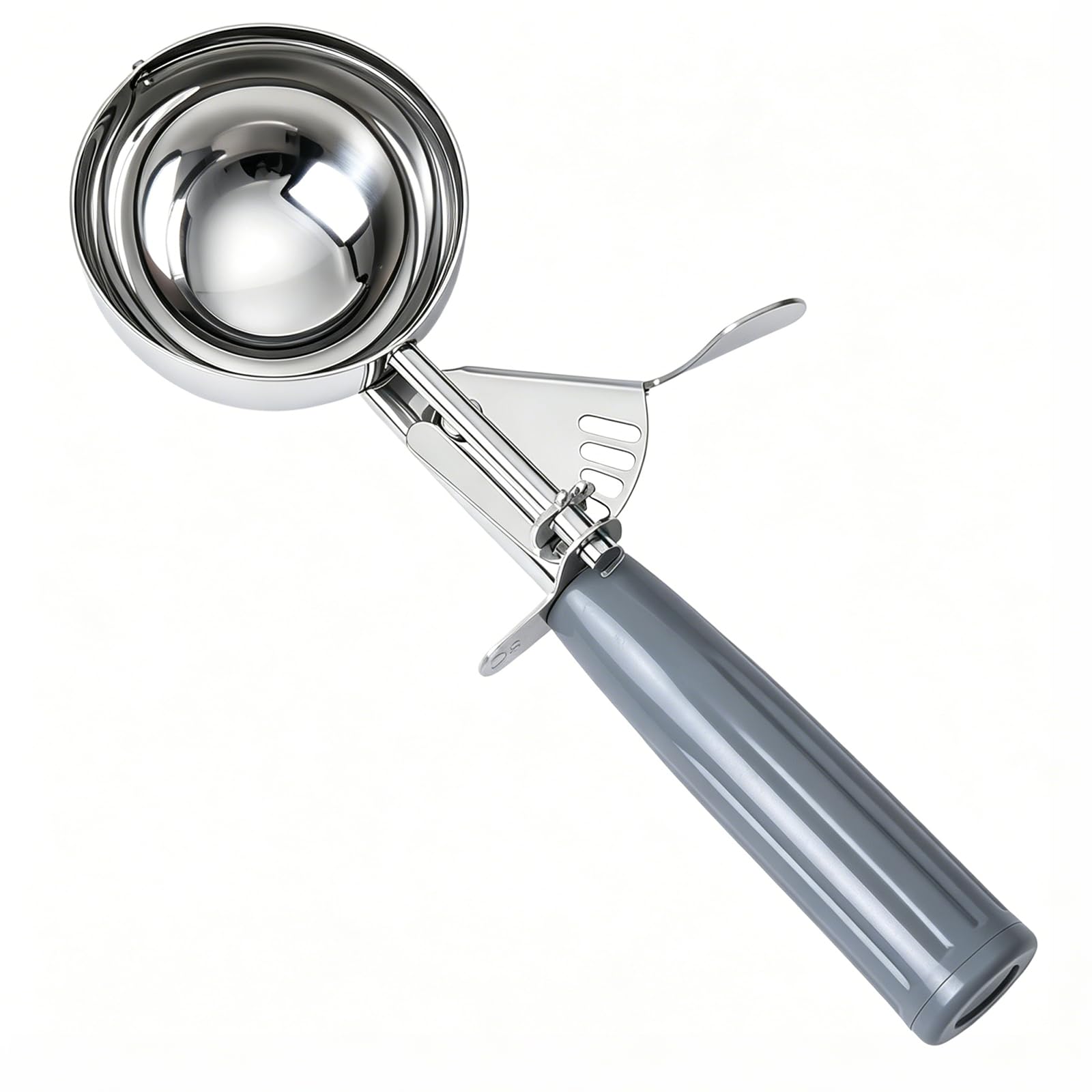 Fayomir 4 oz Scoop, Large Ice Cream Scoop with Trigger, #8 Portion Scoop, Muffin Scoop, Gray Handle, Food Scoop for Ice Cream, M