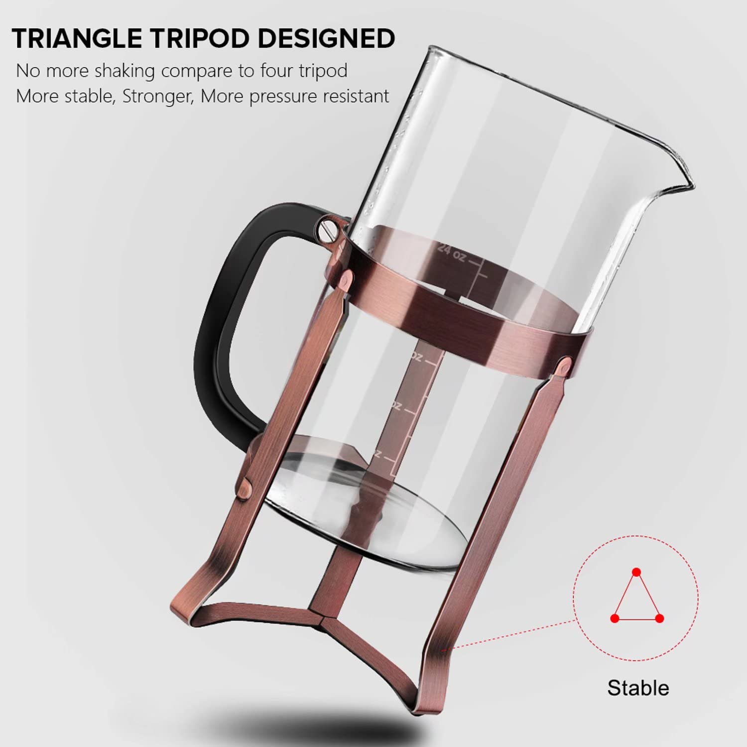 Quqiyso French Press Coffee Maker 34Oz 304 Stainless Steel With 4 Filter, Heat Resistant Durable, Easy To Clean, Borosilicate Gl